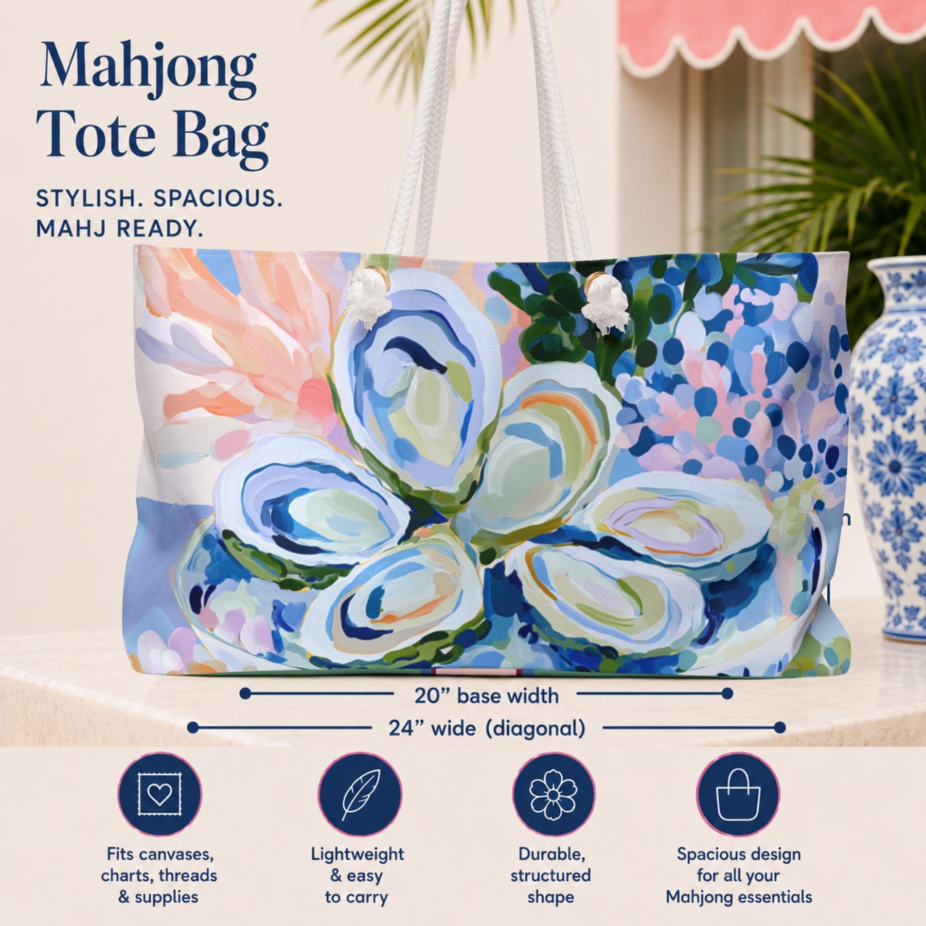 Mahjong Oyster Weekender Bag, view 6