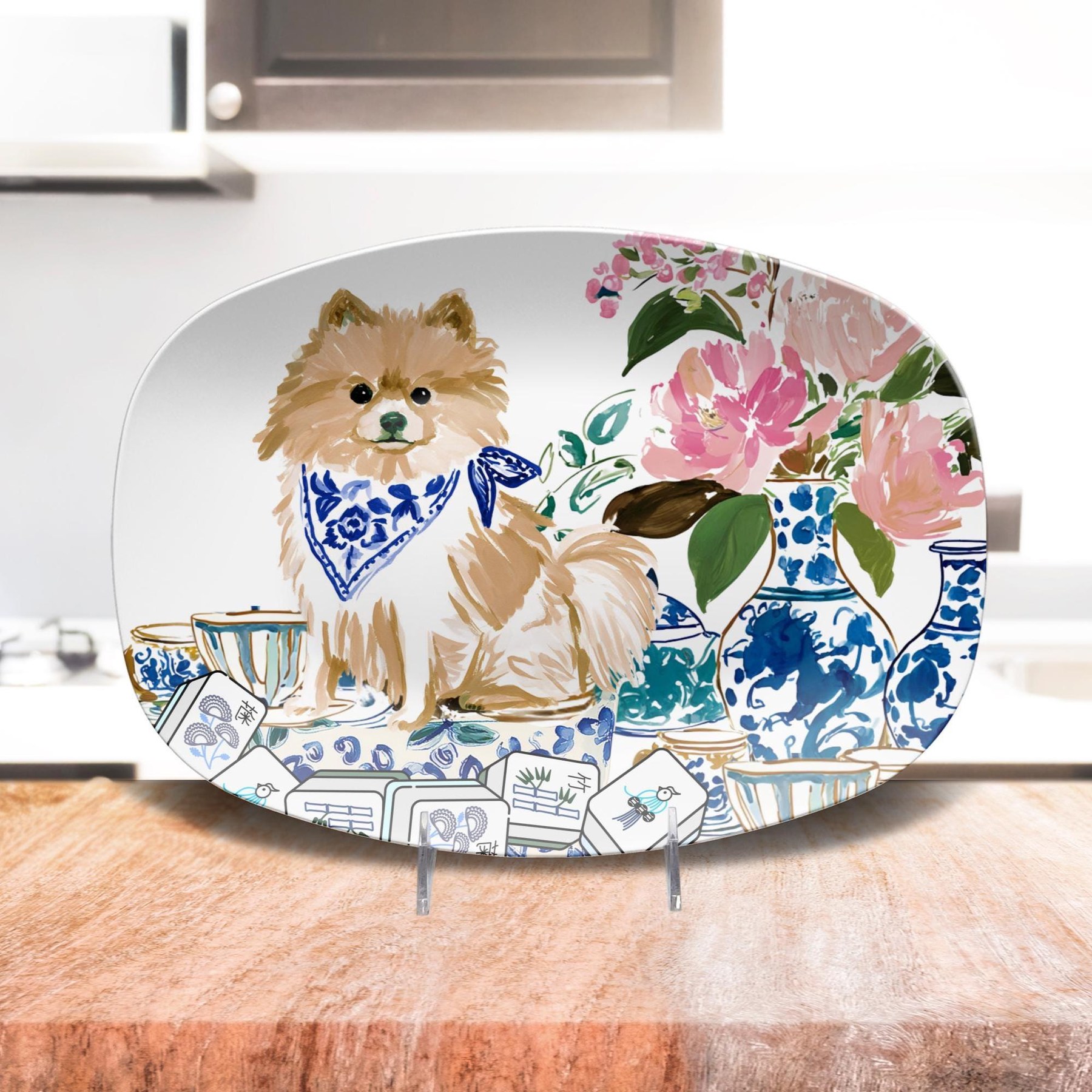 Mahjong Chinoiserie Pomeranian Platter, view 3