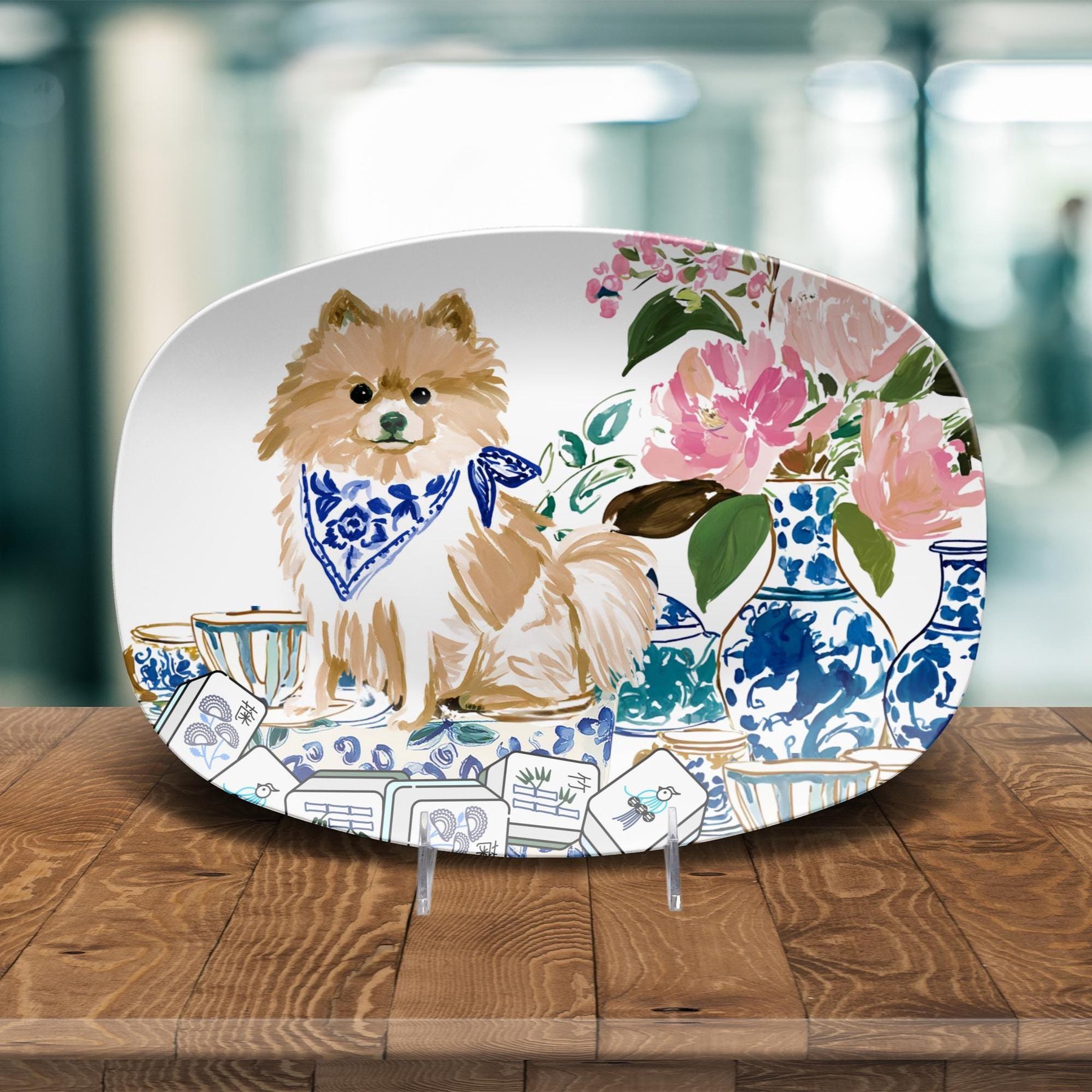 Mahjong Chinoiserie Pomeranian Platter, view 5