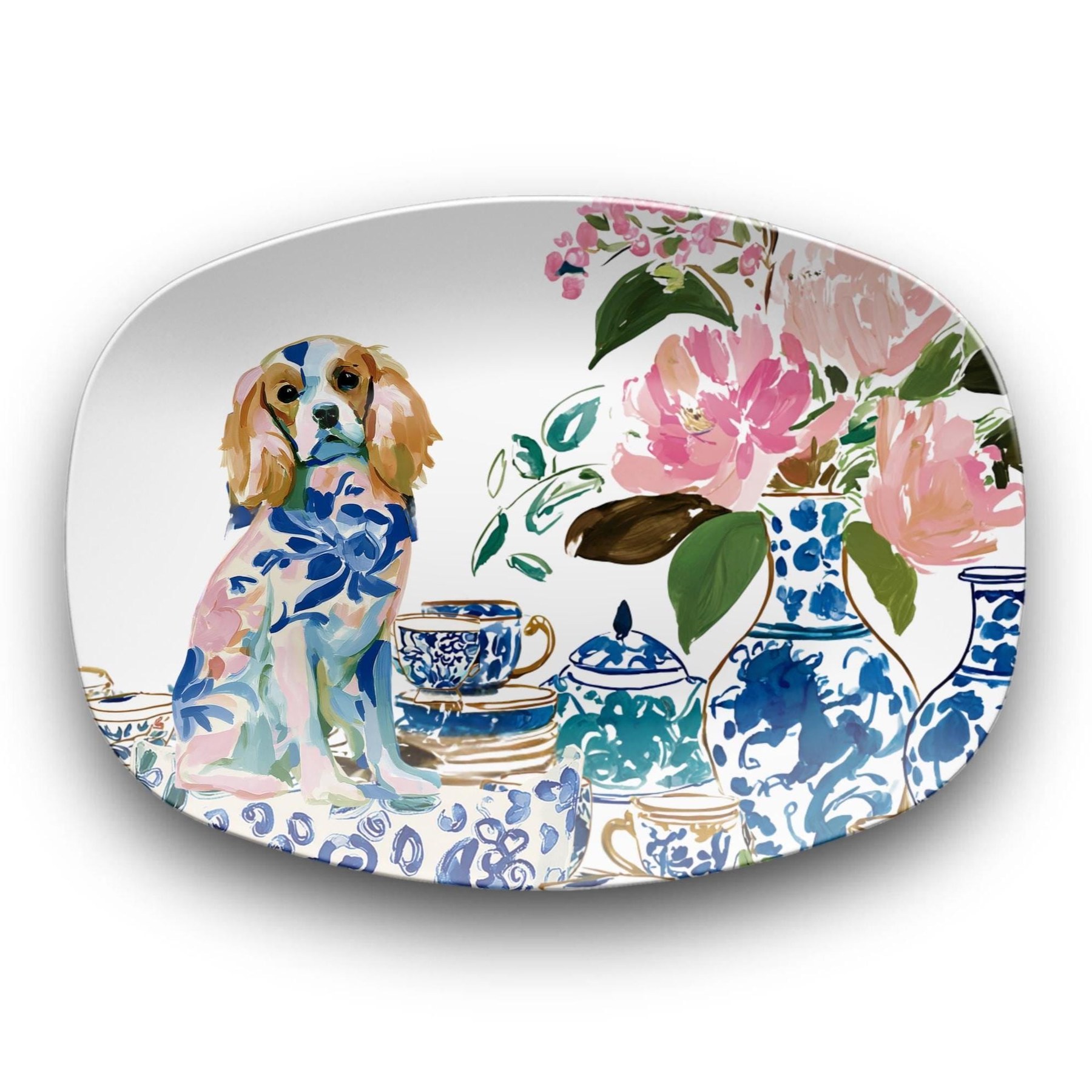 Cavalier King Charles Spaniel Chinoiserie Platter