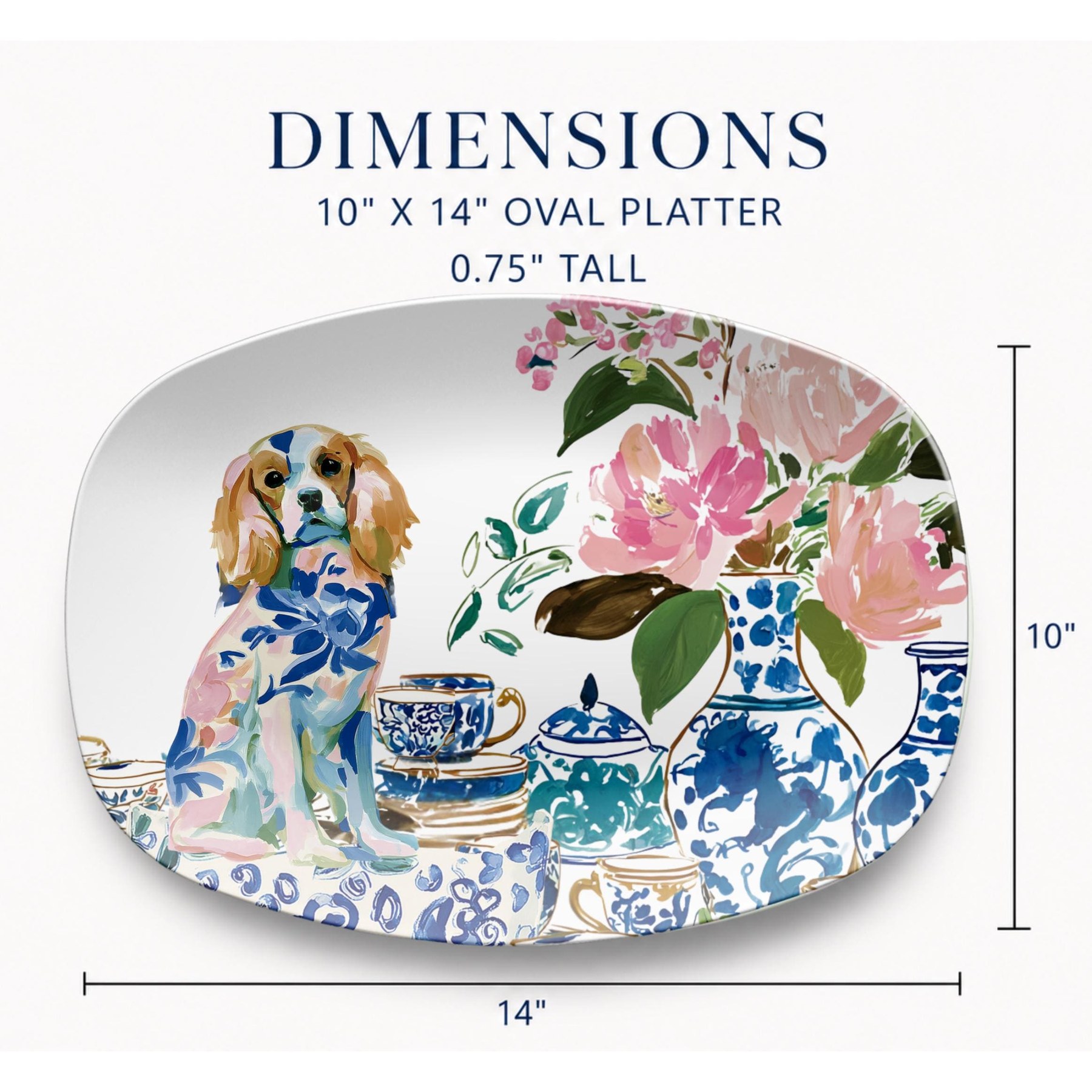 Cavalier King Charles Spaniel Chinoiserie Platter, view 4