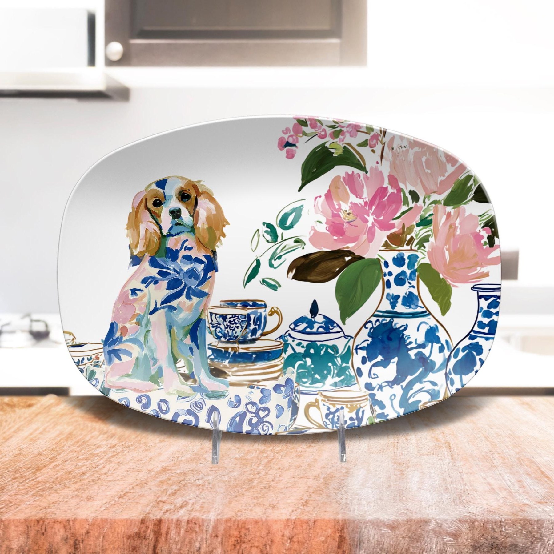 Cavalier King Charles Spaniel Chinoiserie Platter, view 5