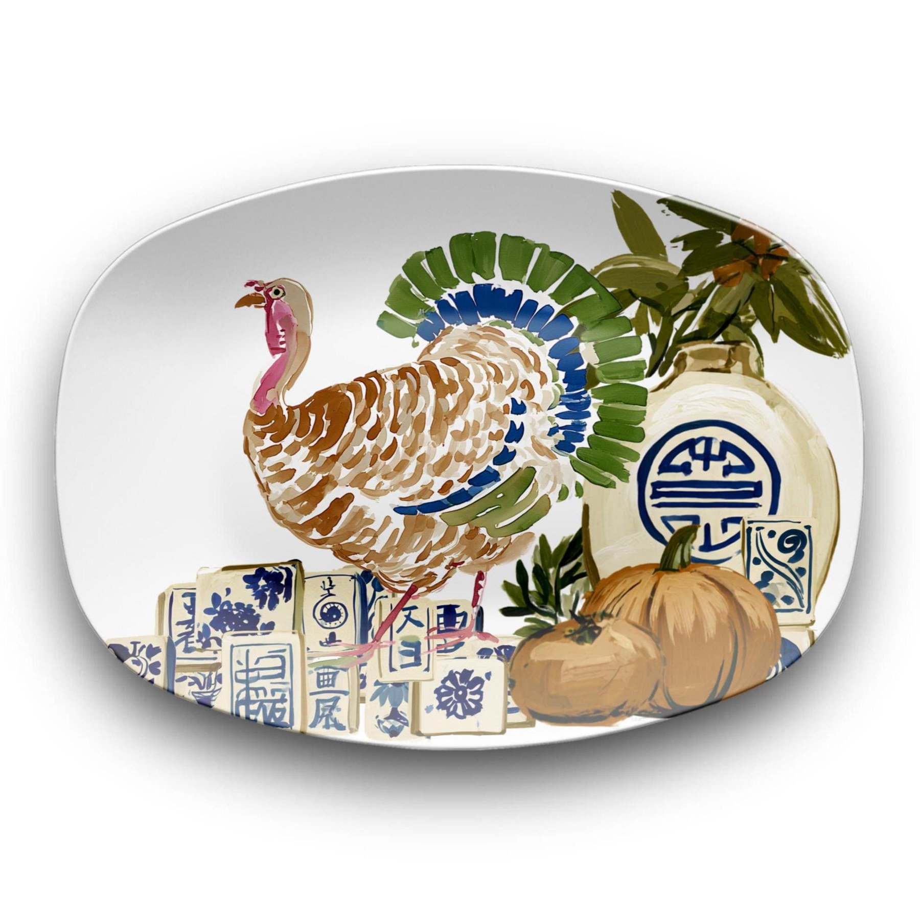 Mahjong Thanksgiving Platter, Turkey & Tiles, view 2
