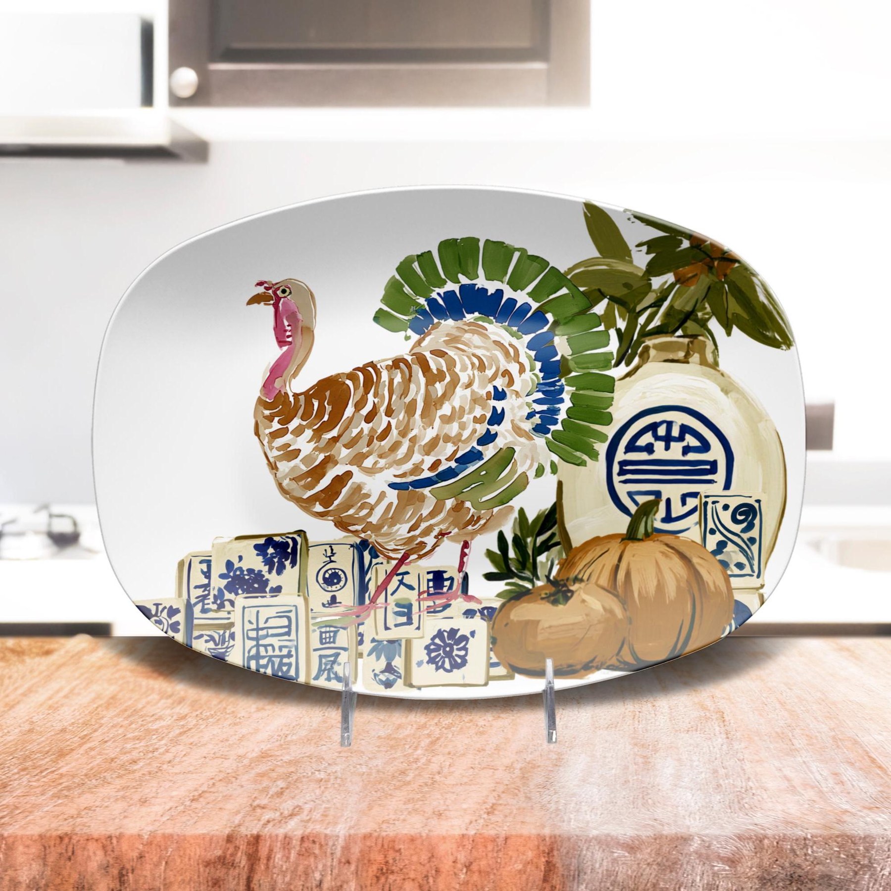 Mahjong Thanksgiving Platter, Turkey & Tiles, view 6