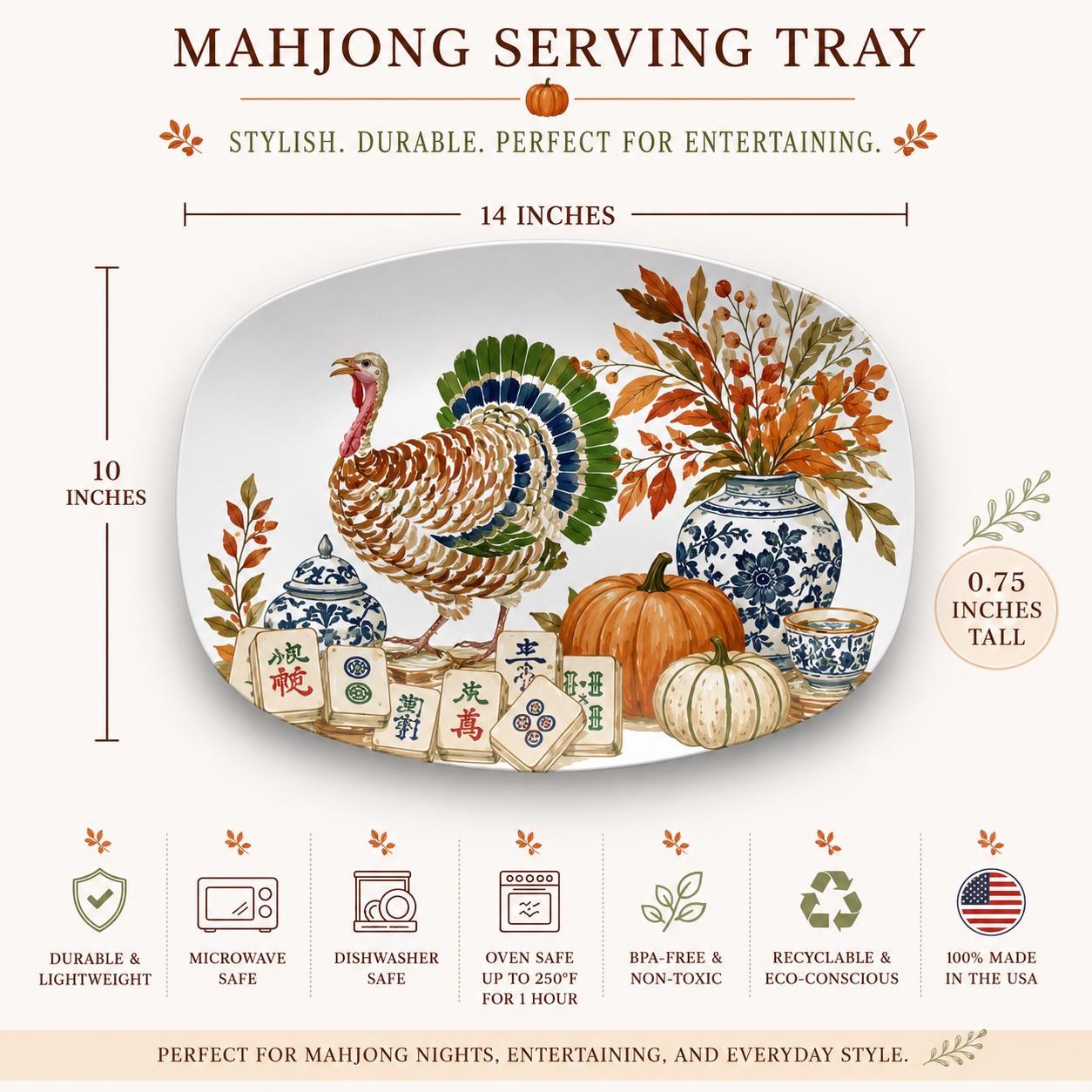 Mahjong Thanksgiving Platter, Turkey & Tiles, view 7