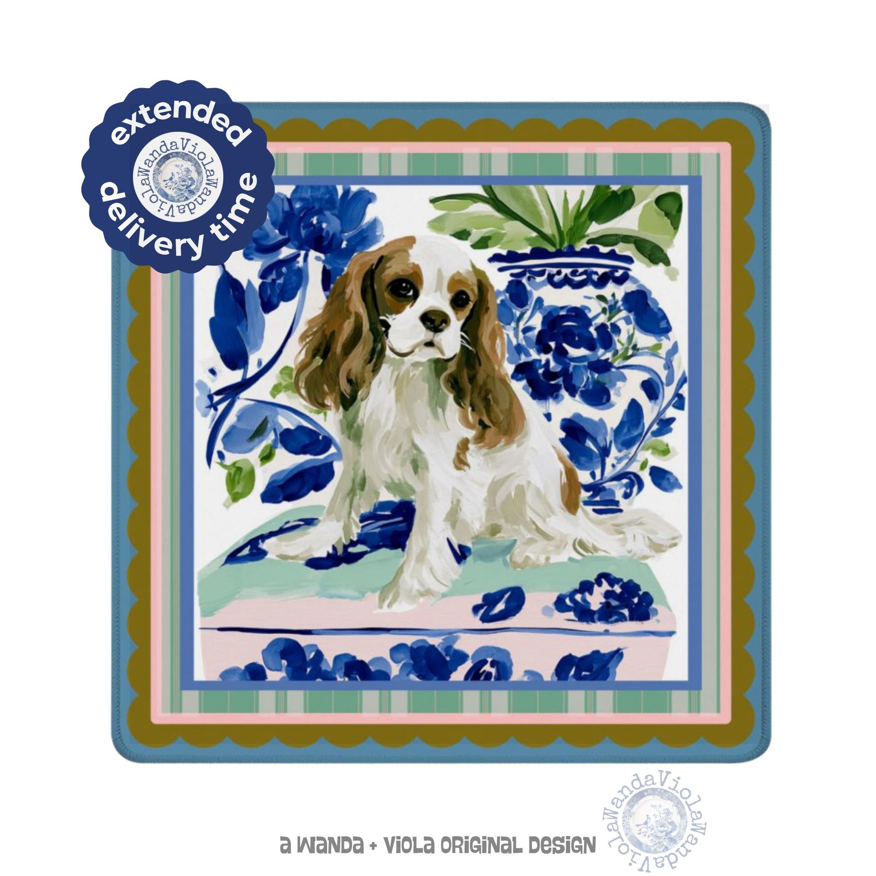 Mahjong Chinoiserie Cavalier King Charles Spaniel Game Mat