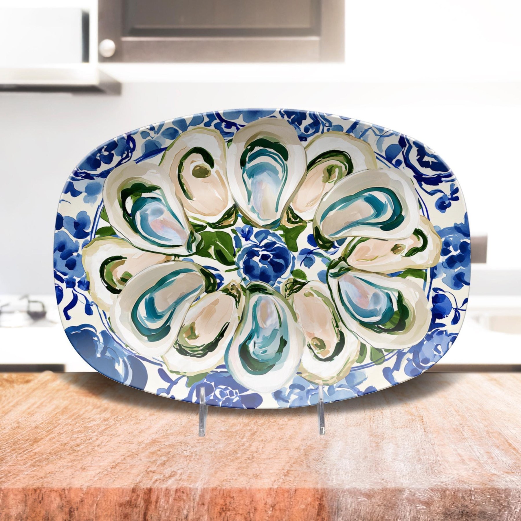 Oyster Blue and White Serving Platter, view 5