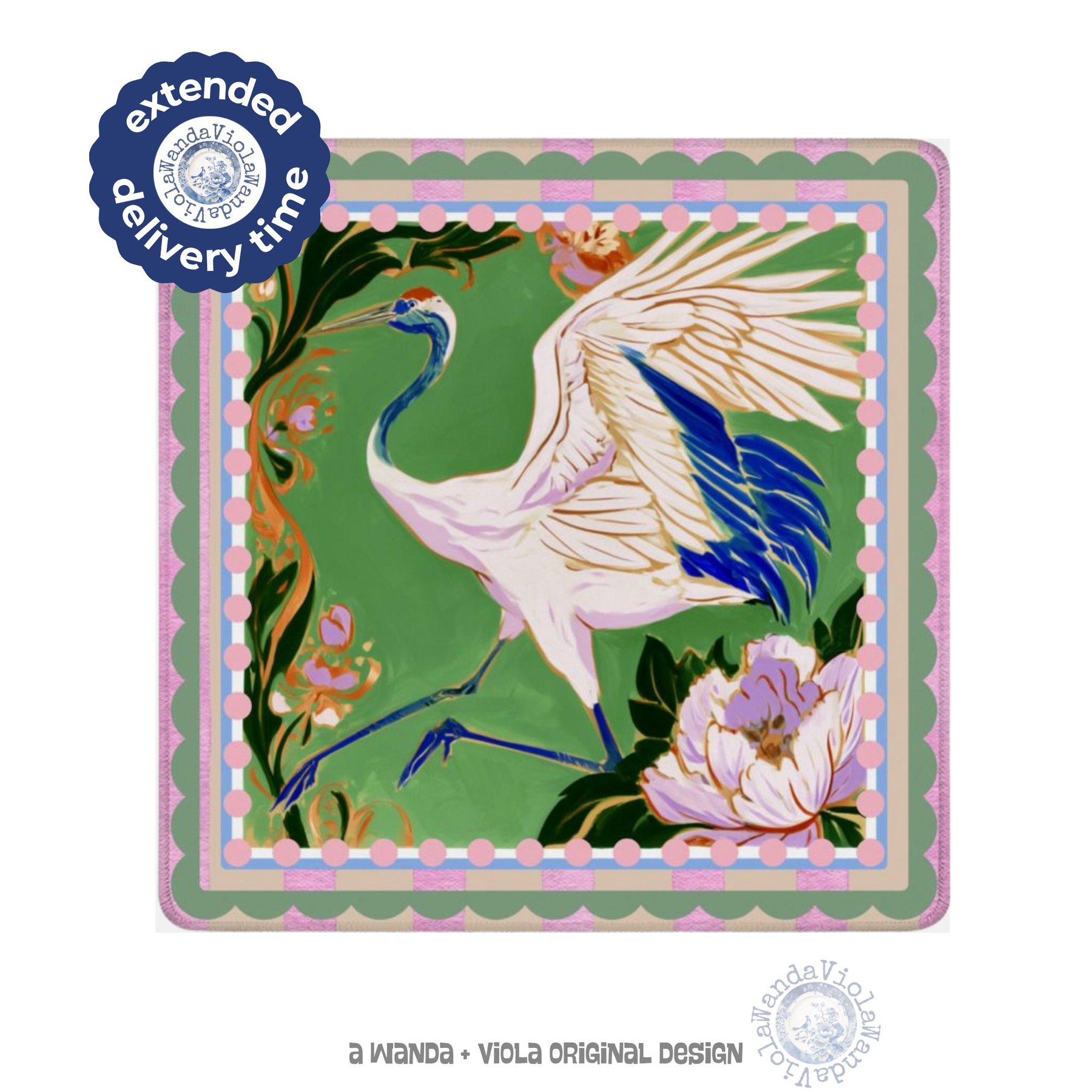 Mahjong Red-Crowned Crane Game Mat