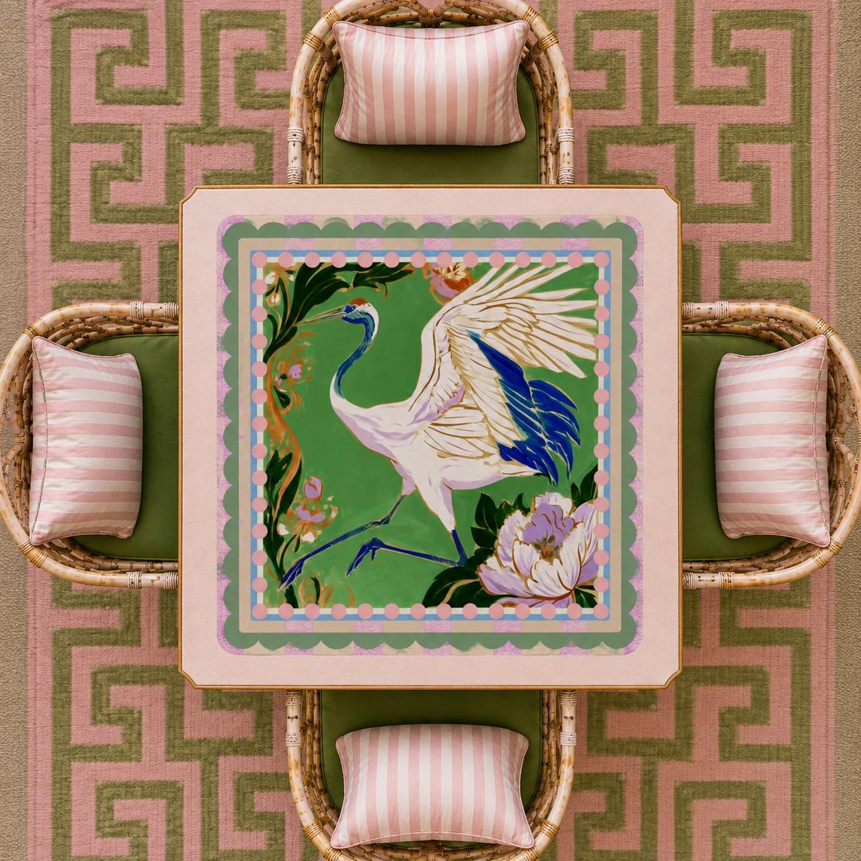 Mahjong Red-Crowned Crane Game Mat, view 2