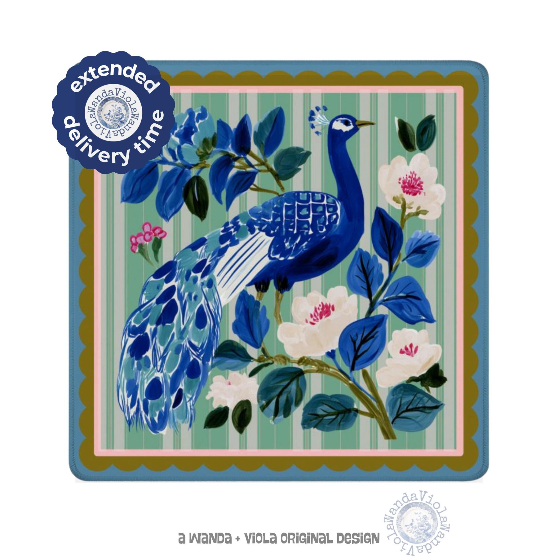 Mahjong Blue Peacock Game Mat
