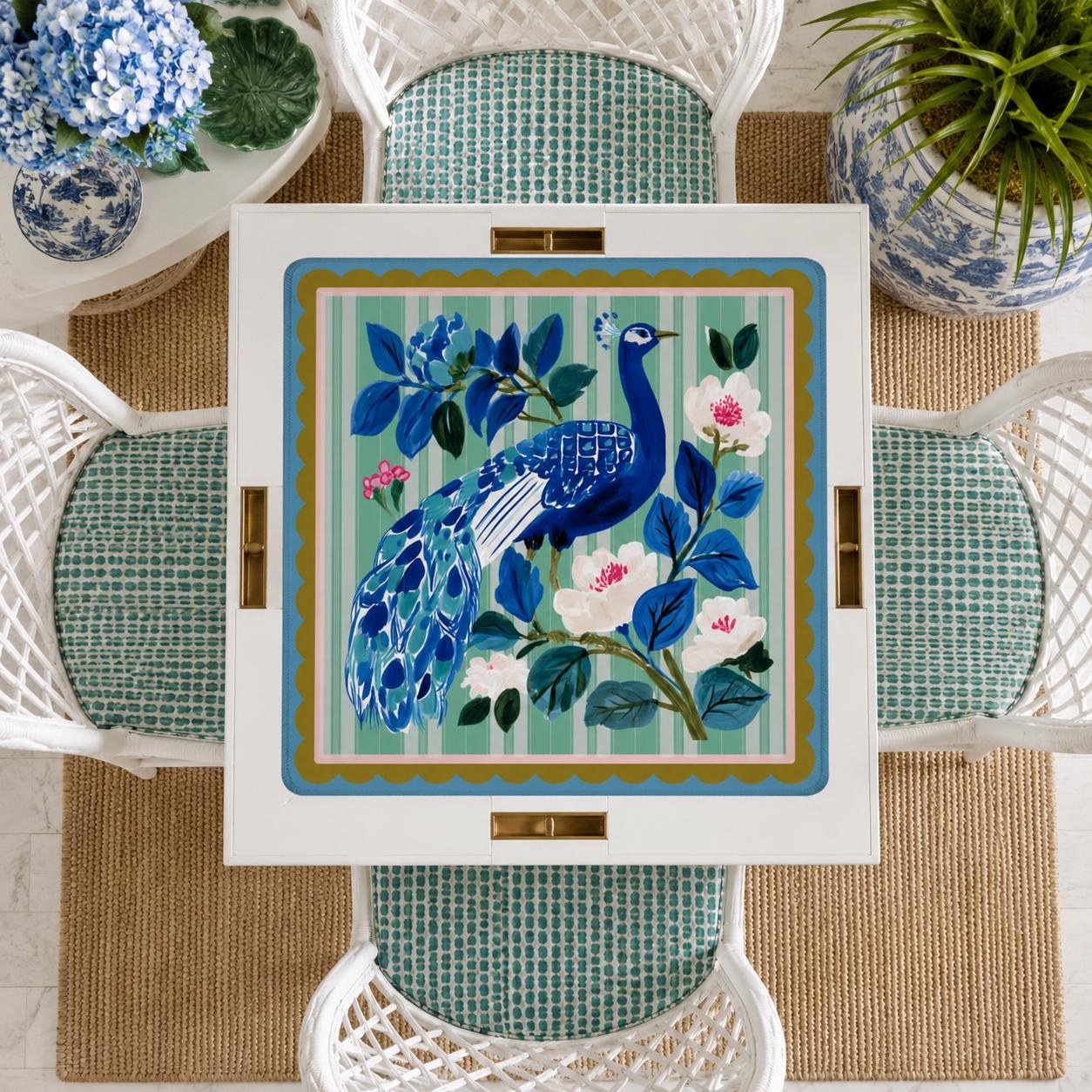 Mahjong Blue Peacock Game Mat, view 2