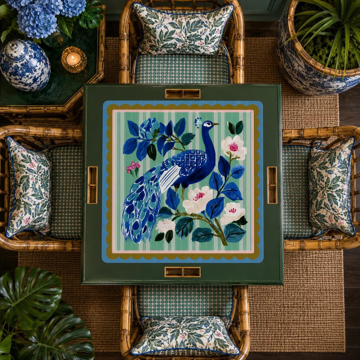 Mahjong Blue Peacock Game Mat, view 4
