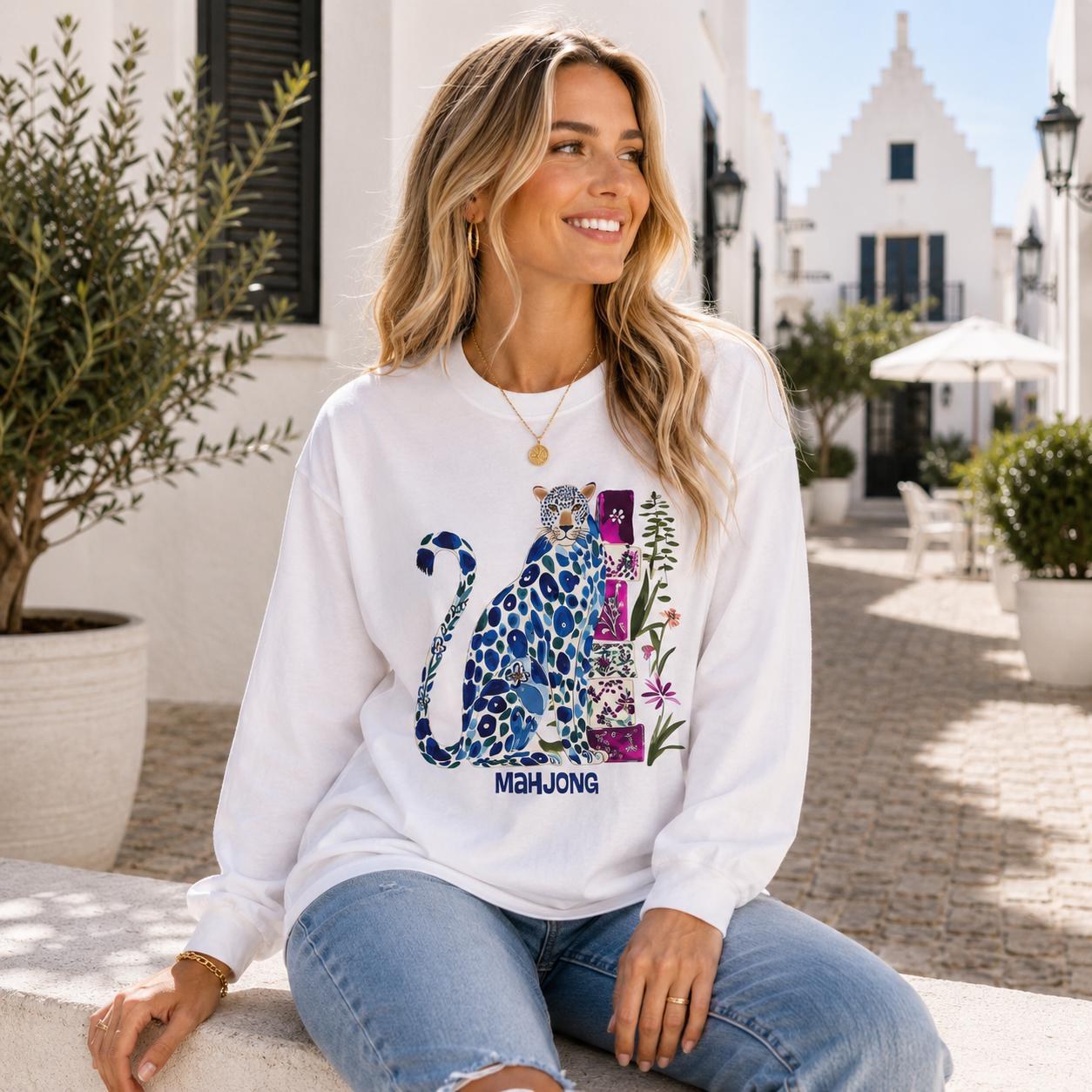 Mahjong Cheetah Comfort Colors™ Long Sleeve T-Shirt