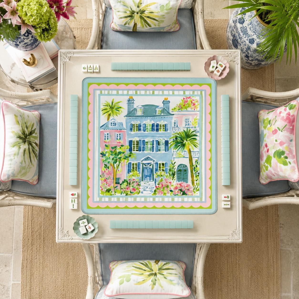 Mahjong Rainbow Row Watercolor Game Mat, view 2
