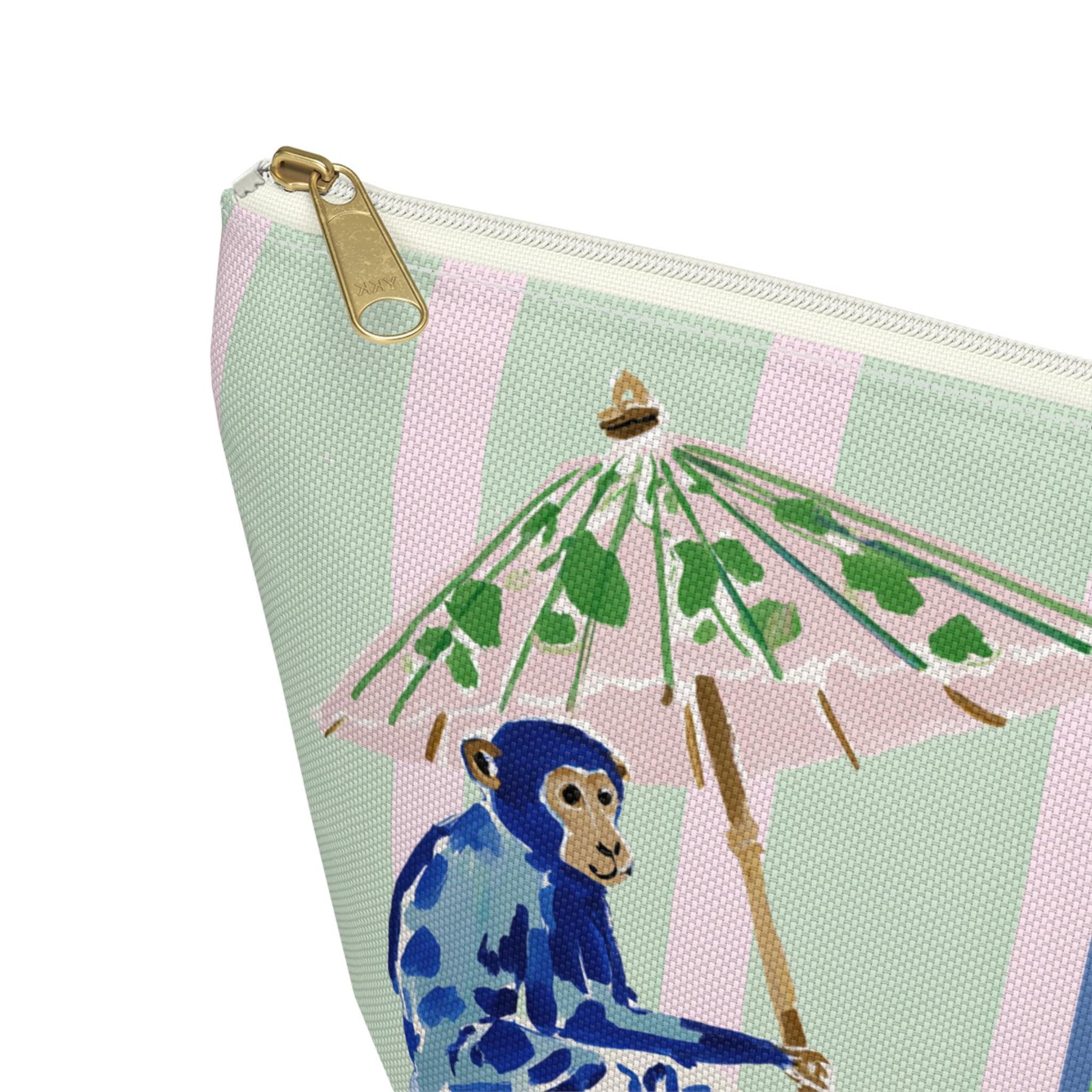 Needlepoint Project Bag NDLPT, Chinoiserie Blue Monkeys Pouch, Preppy Stitcher Gift, Sewing Travel, Small Project Bag for Needlepoint, view 6