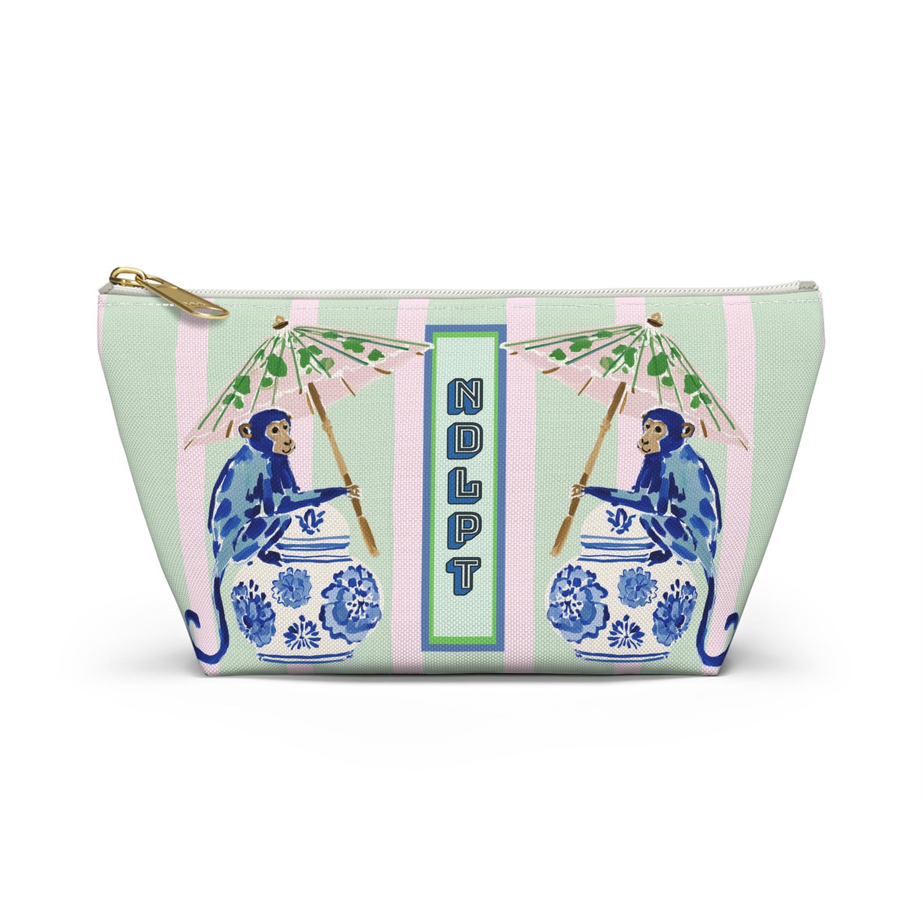 Needlepoint Project Bag NDLPT, Chinoiserie Blue Monkeys Pouch, Preppy Stitcher Gift, Sewing Travel, Small Project Bag for Needlepoint, view 11