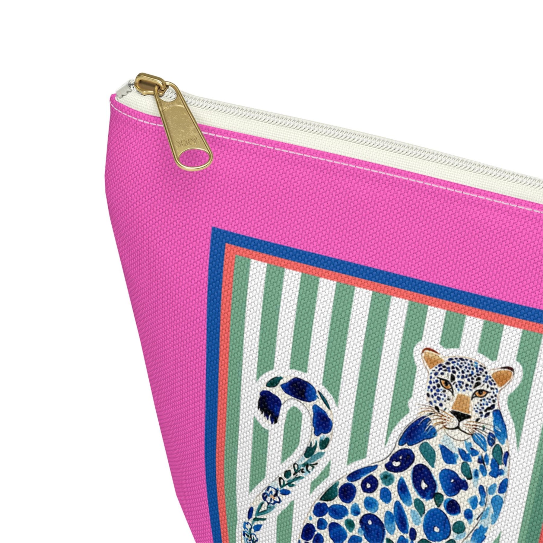 Needlepoint Project Bag NDLPT, Chinoiserie Blue Cheetah Pouch, Preppy Leopard Stitcher Gift, Sewing Travel Small Project Bag for Needlepoint, view 7