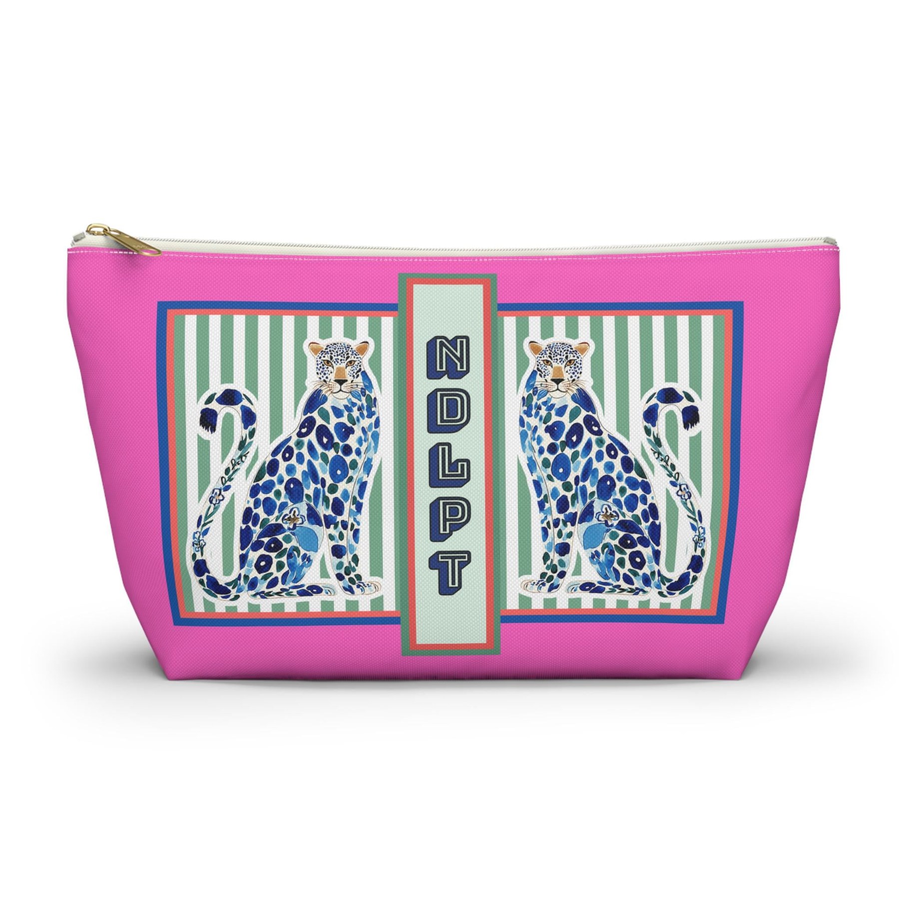 Needlepoint Project Bag NDLPT, Chinoiserie Blue Cheetah Pouch, Preppy Leopard Stitcher Gift, Sewing Travel Small Project Bag for Needlepoint, view 10