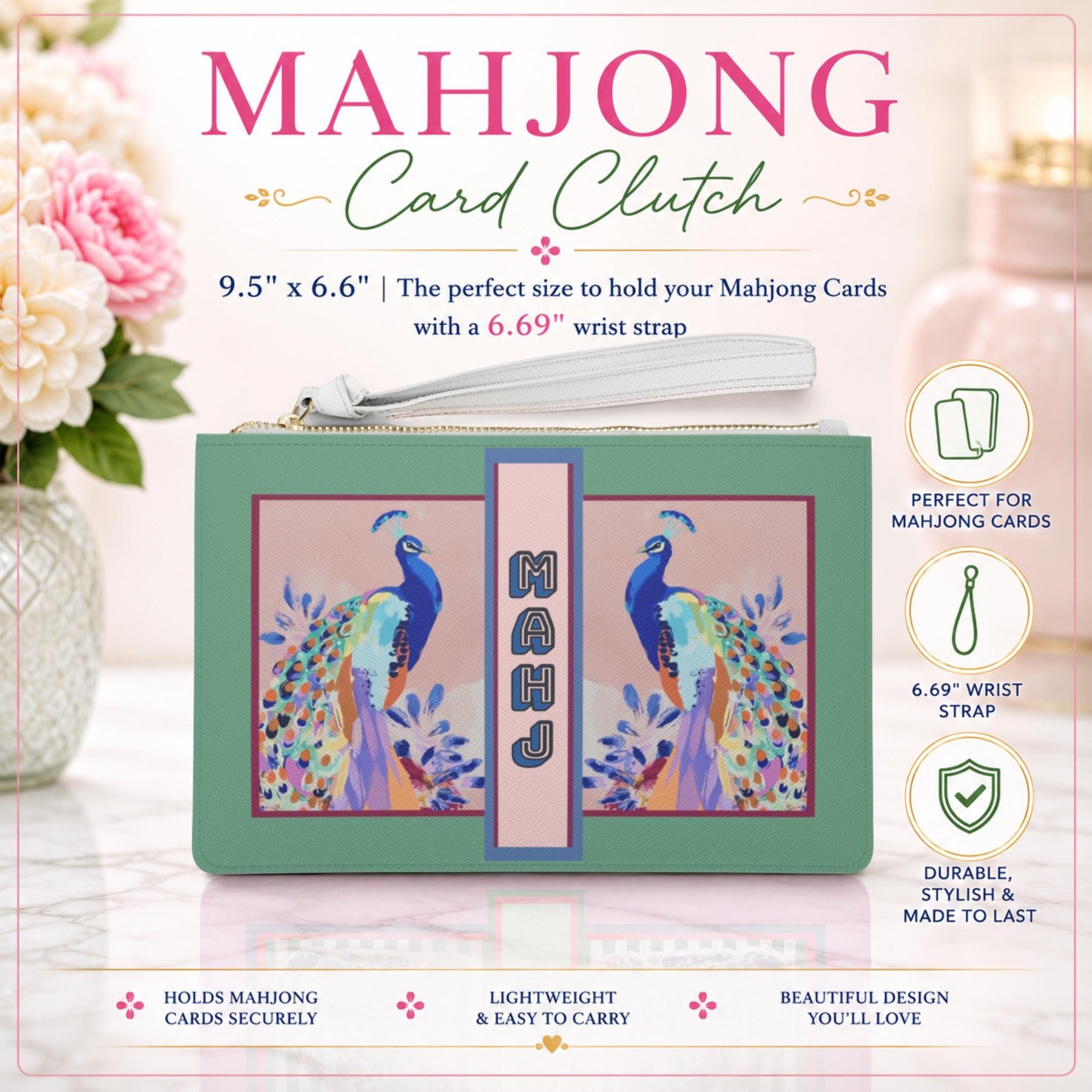 Mahjong Peacocks Card Holder, view 7