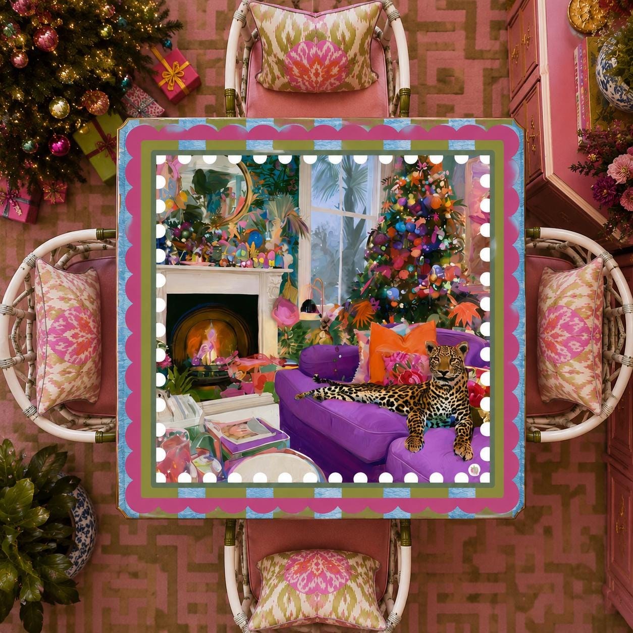 Mahjong Christmas Leopard Game Mat, view 2