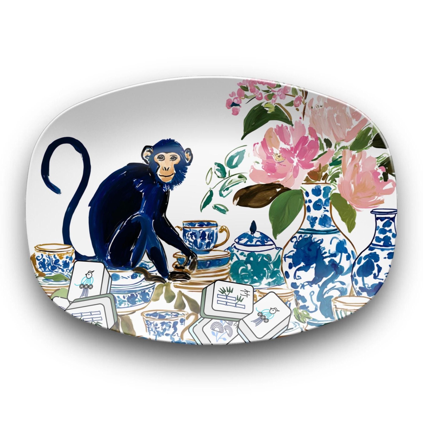 Mahjong Chinoiserie Monkey Platter, view 2