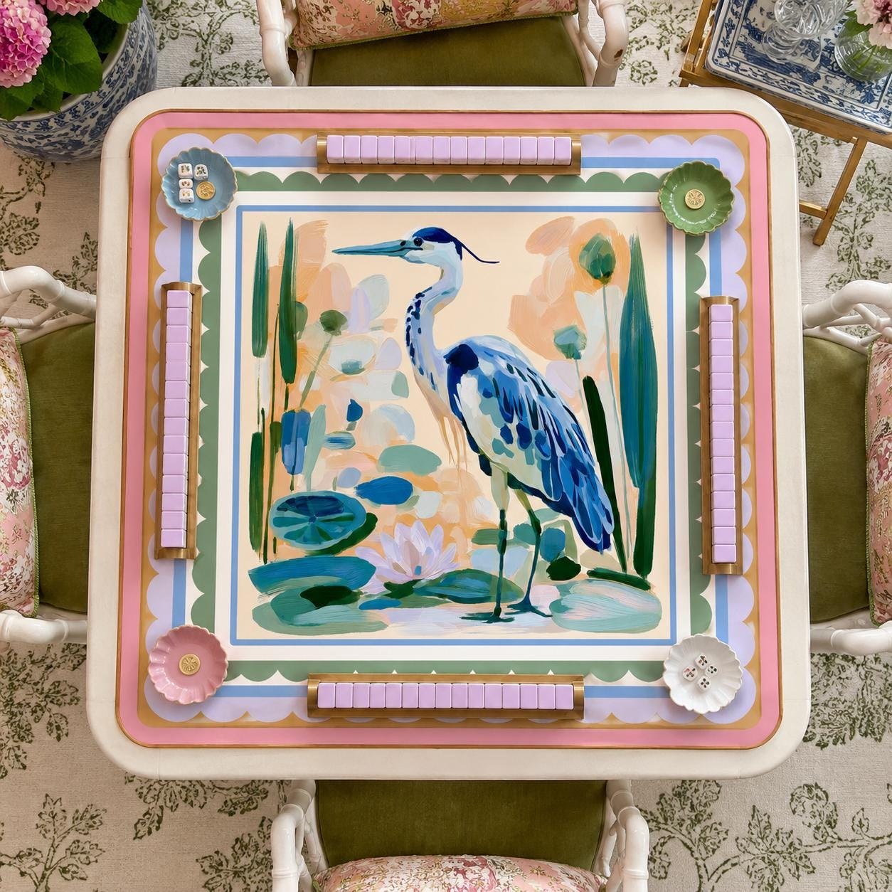 Mahjong Blue Heron Game Mat, view 2