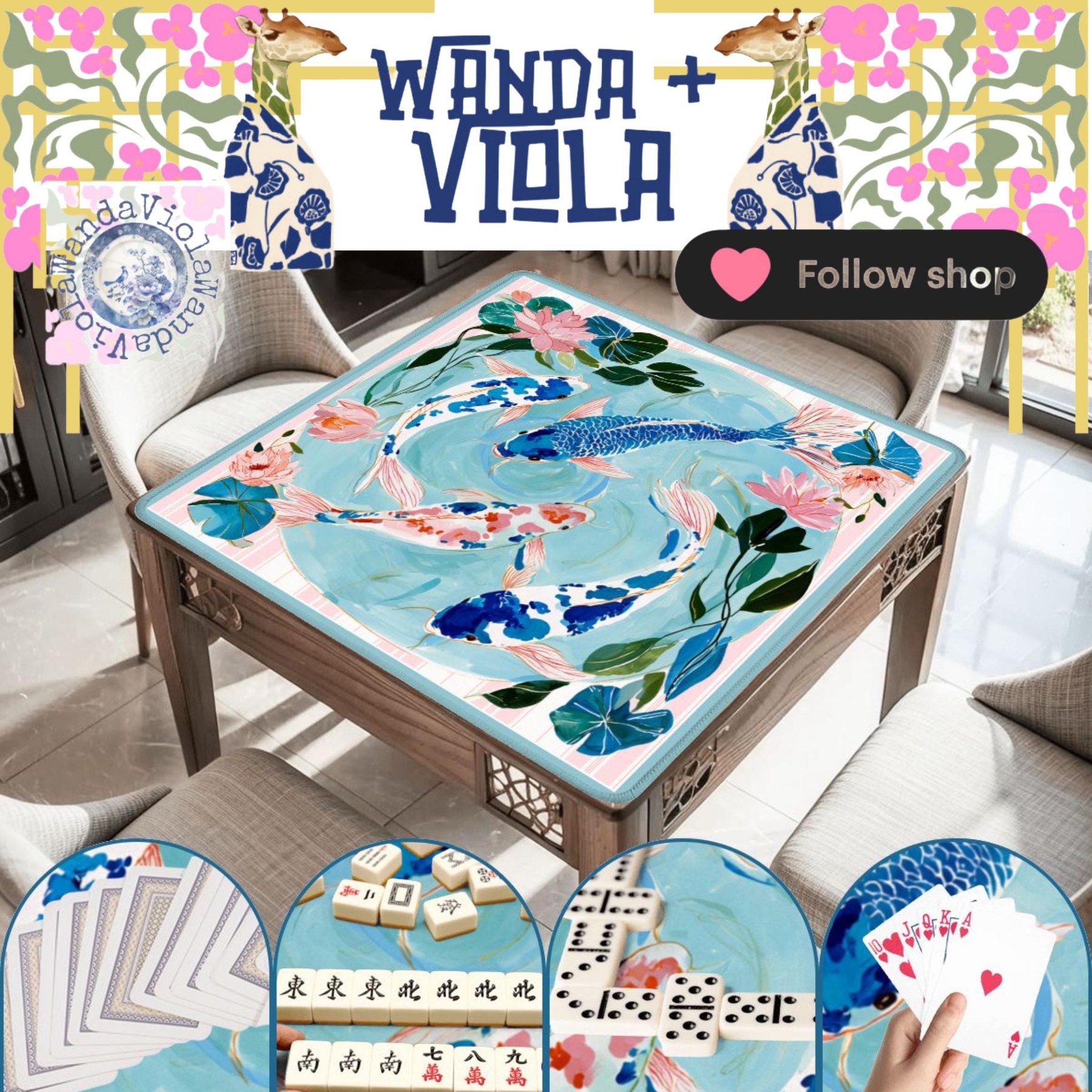Mahjong Koi Fish Game Mat, view 4