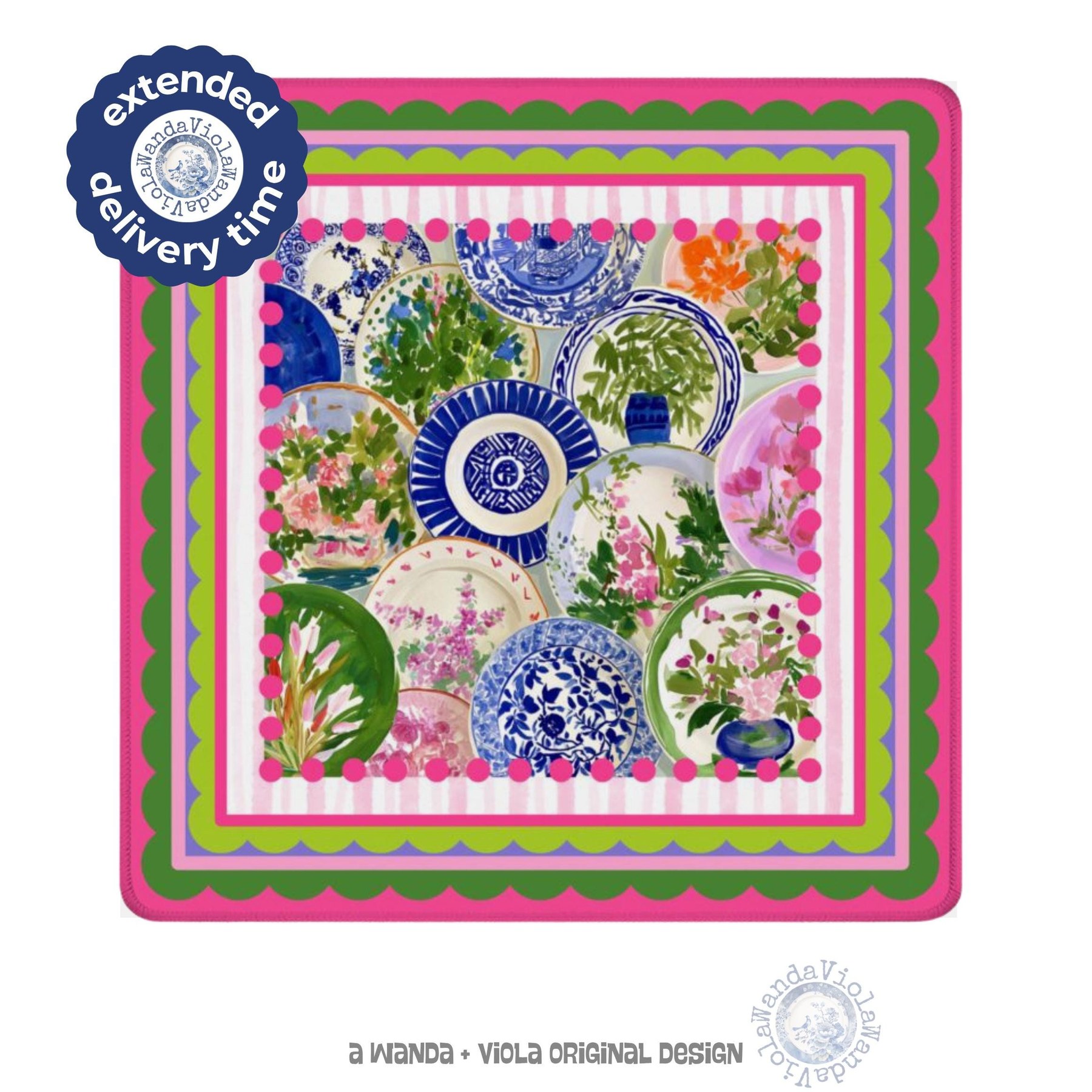 Mahjong Chinoiserie Plates Game Mat
