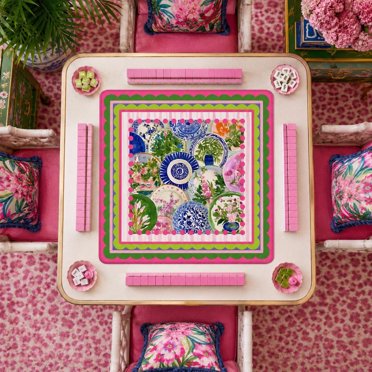 Mahjong Chinoiserie Plates Game Mat, view 2