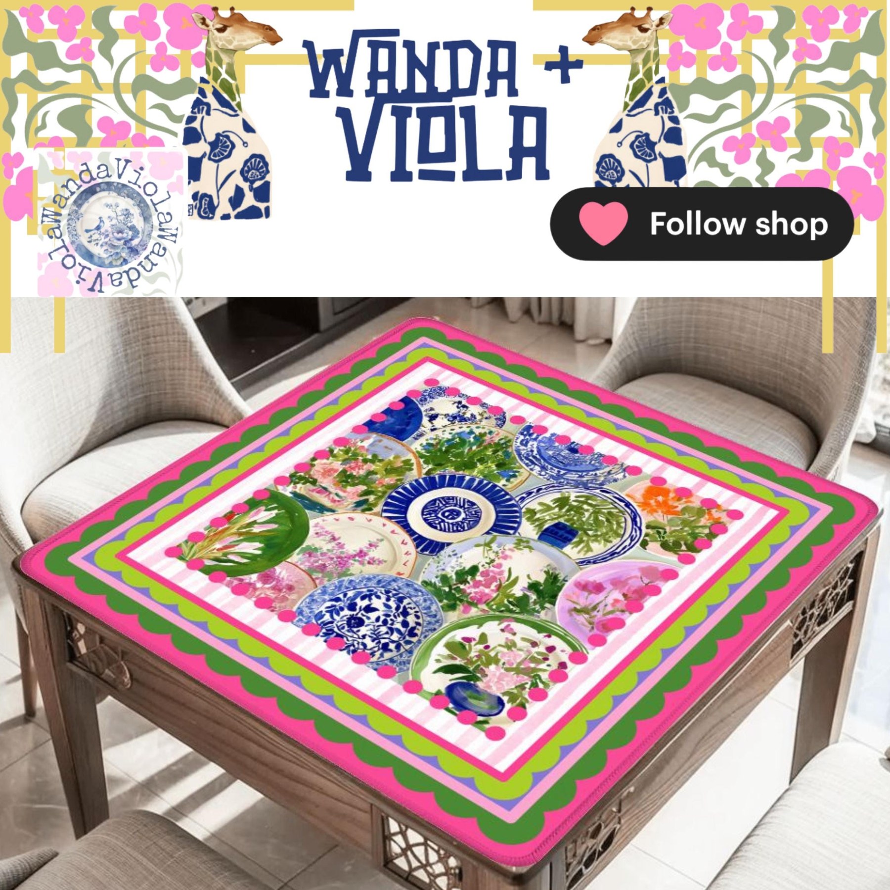 Mahjong Chinoiserie Plates Game Mat, view 4