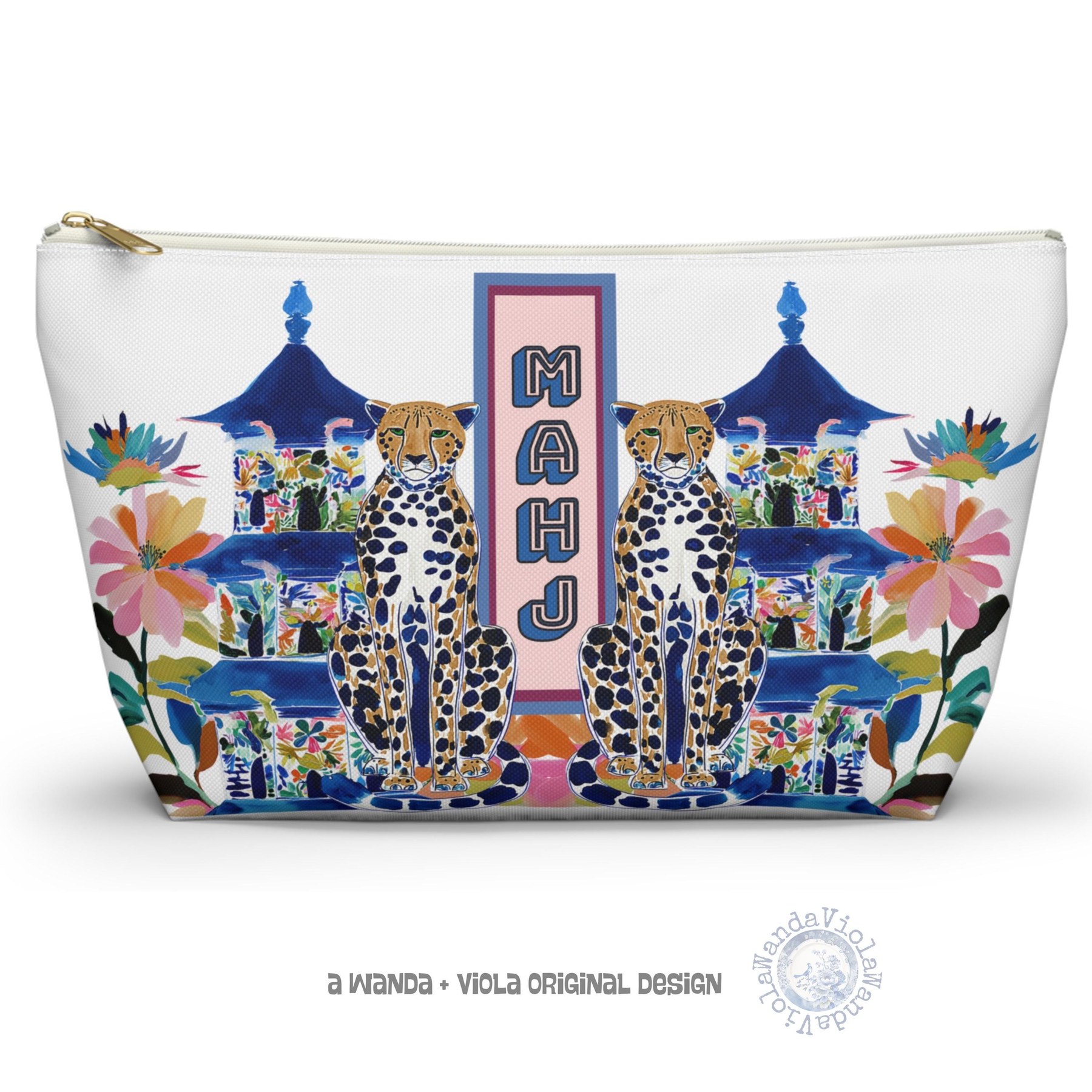 Mahjong Chinoiserie Cheetah w/ Pagoda Tile Bag