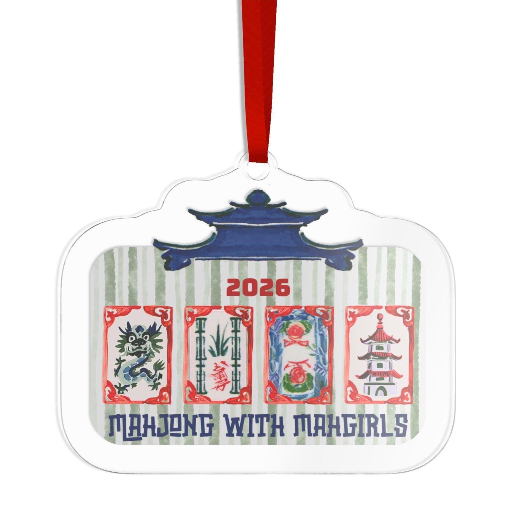 Personalized "Mahjong with Mahgirls" Acrylic Ornament, view 5