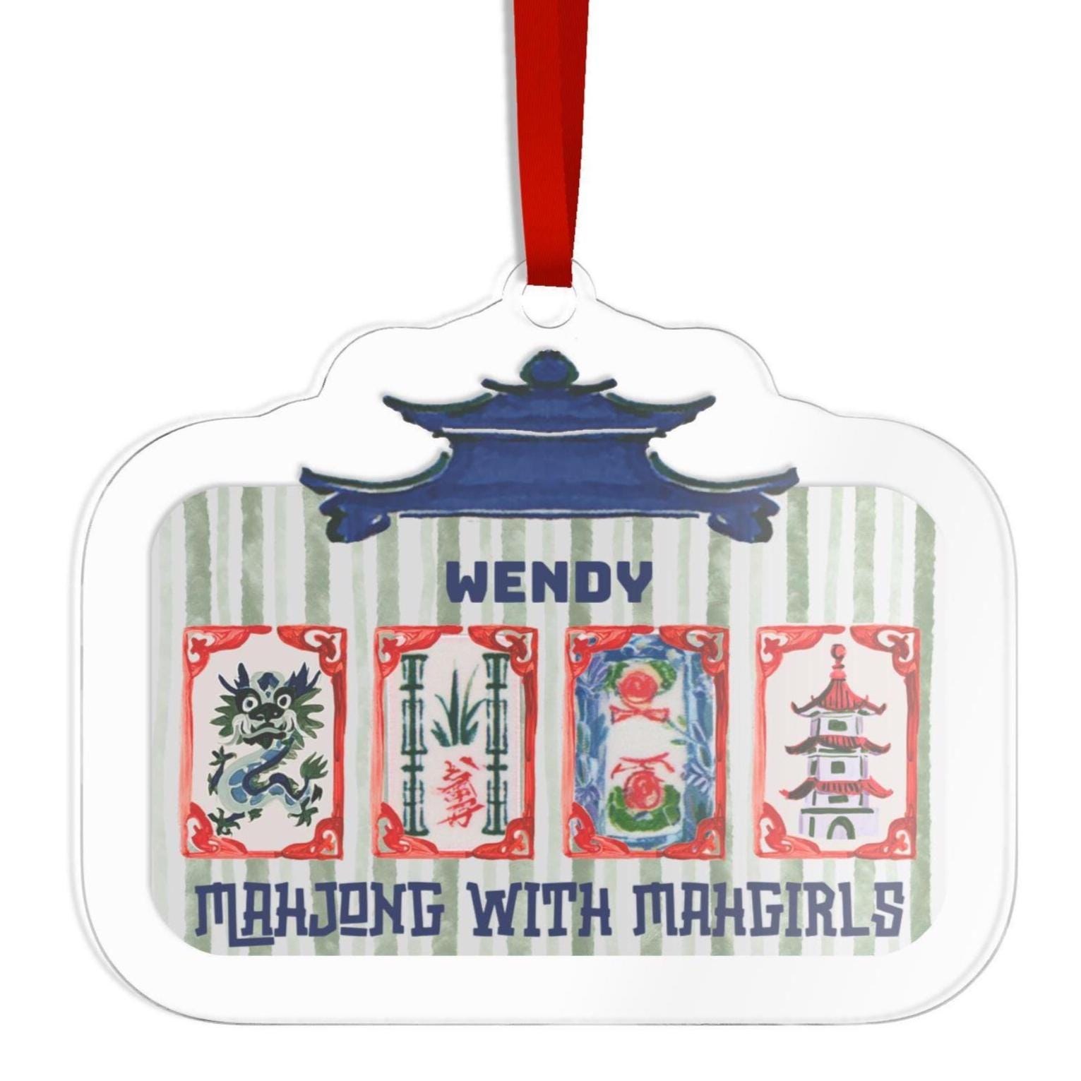 Personalized "Mahjong with Mahgirls" Acrylic Ornament, view 6