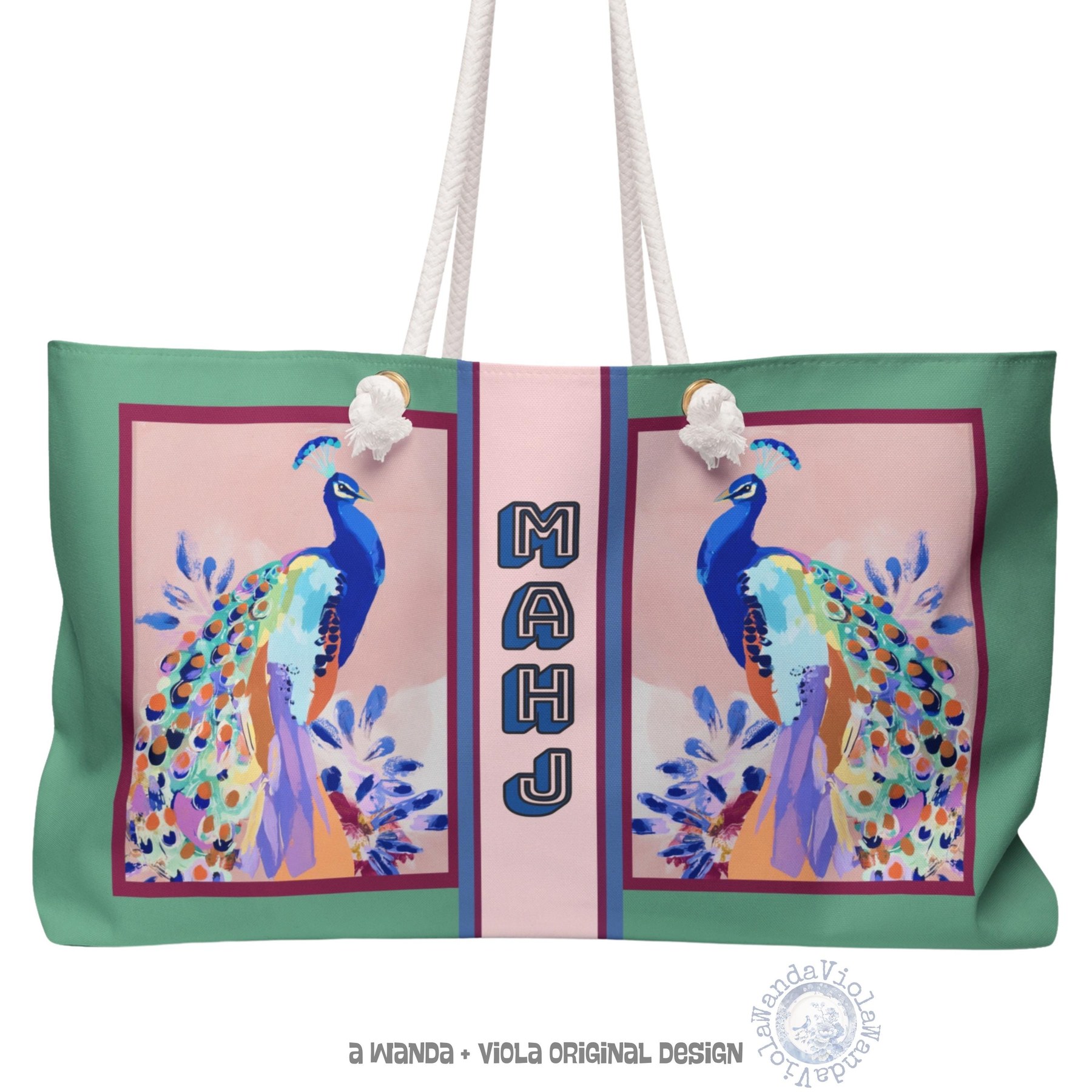 Mahjong Peacocks Tote Bag