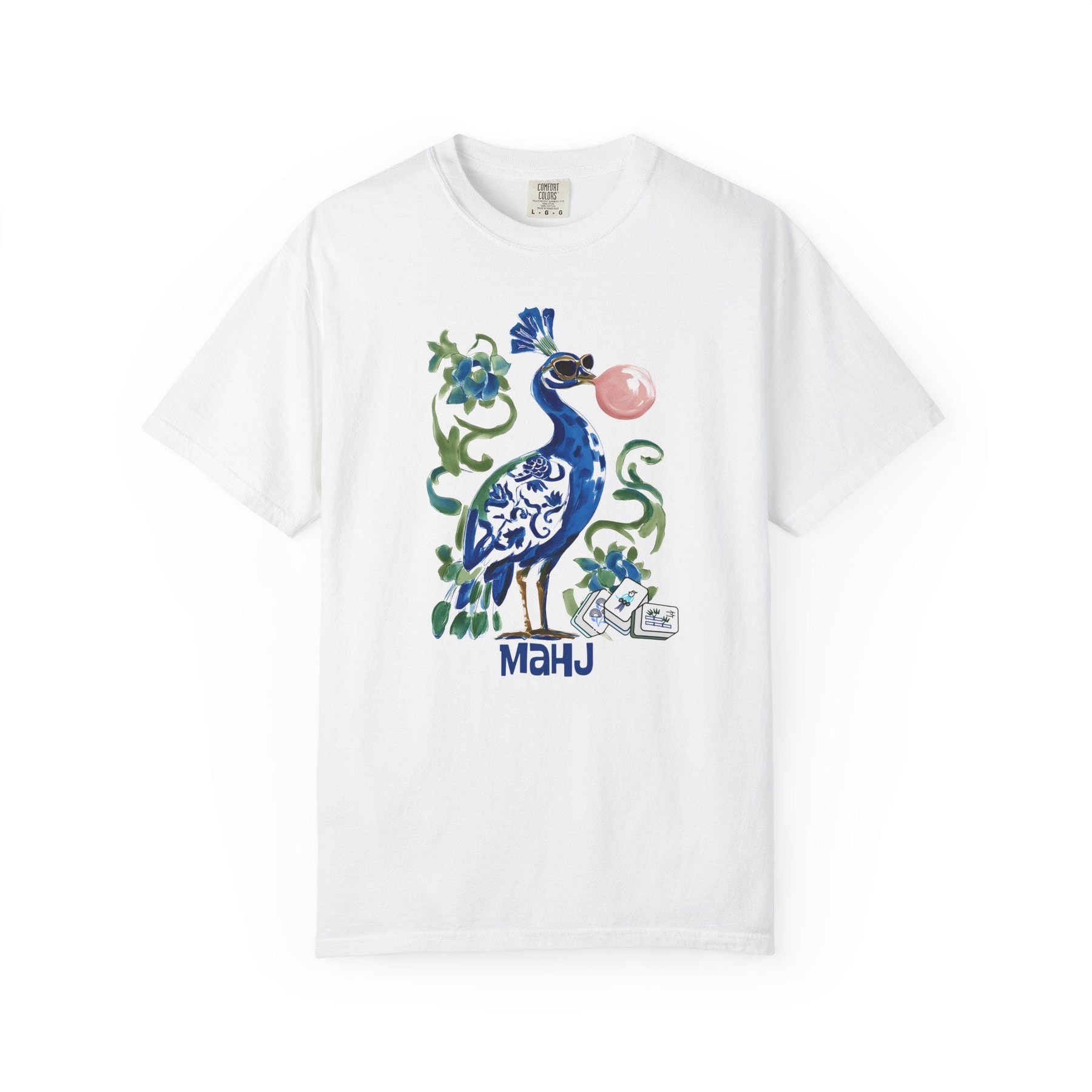 Mahjong Bubblegum Peacock "Bird Bam" Comfort Colors™ T-Shirt, view 4