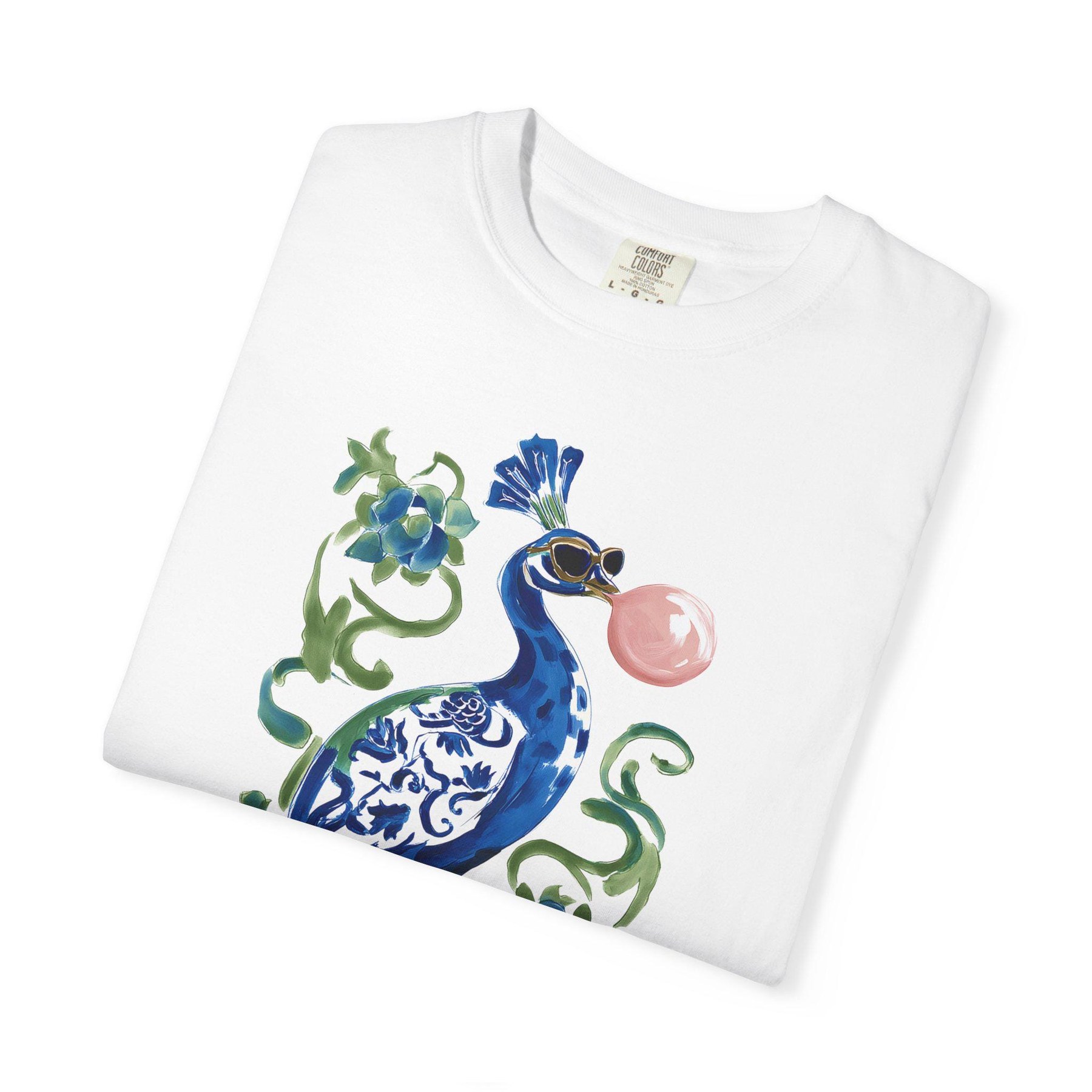 Mahjong Bubblegum Peacock "Bird Bam" Comfort Colors™ T-Shirt, view 5