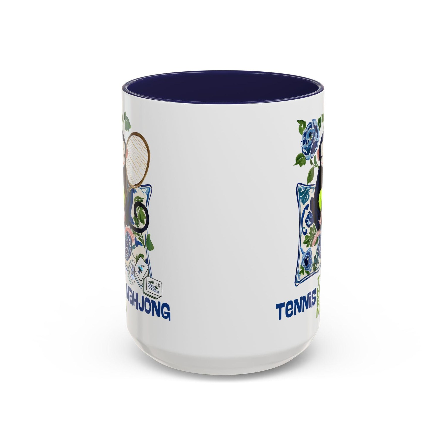 Mahjong Monkey "Tennis Then Mahjong" 15oz Mug, view 4