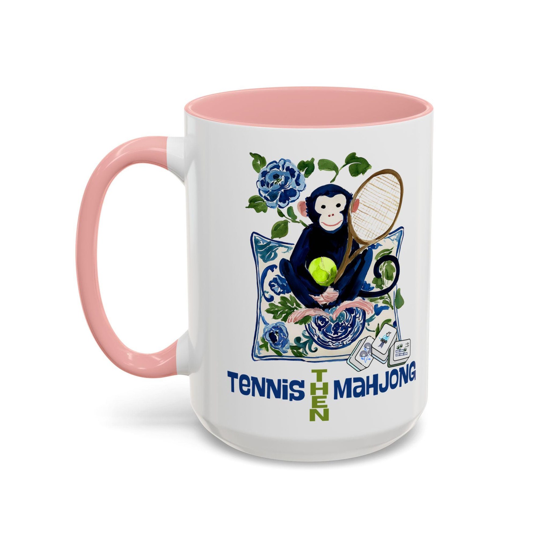 Mahjong Monkey "Tennis Then Mahjong" 15oz Mug, view 9