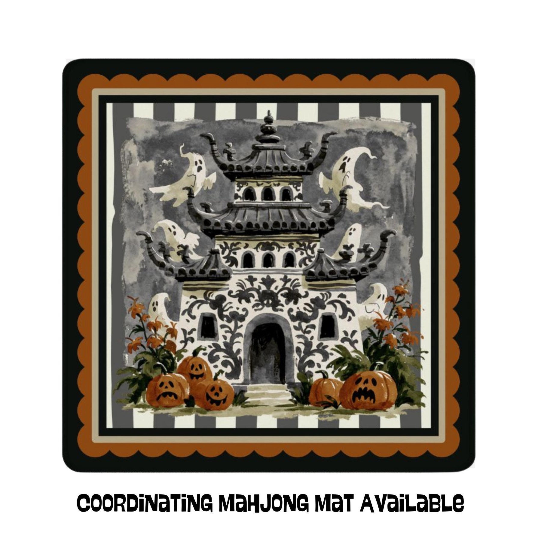 Mahjong Halloween Spiderwebs Tablecloth, view 6
