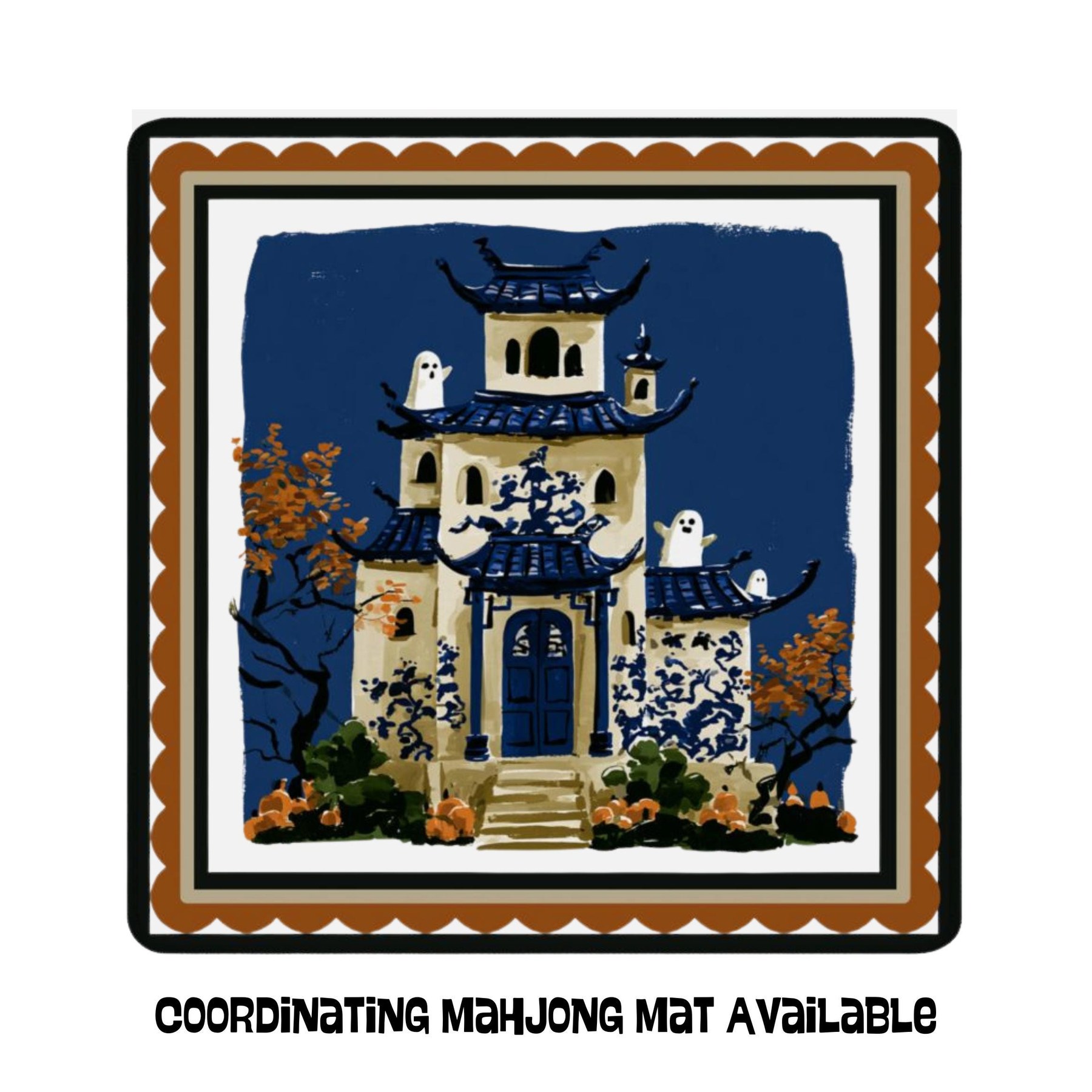 Mahjong Halloween Spiderwebs Tablecloth, view 7