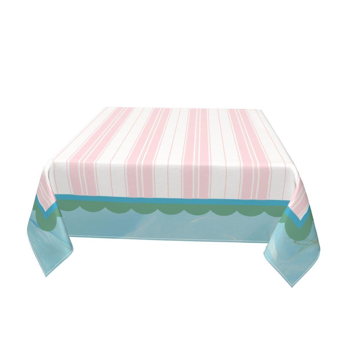 Mahjong Pink Stripe w/ Water Tablecloth, view 3