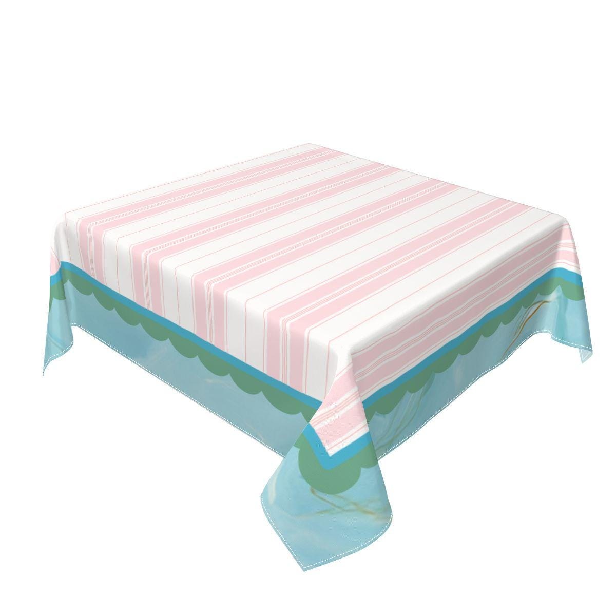 Mahjong Pink Stripe w/ Water Tablecloth, view 4