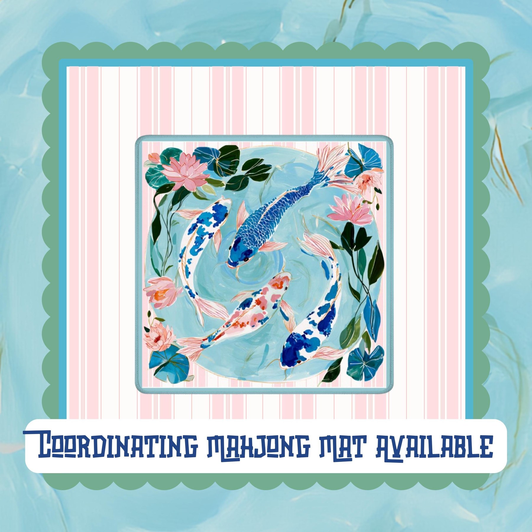 Mahjong Pink Stripe w/ Water Tablecloth, view 6
