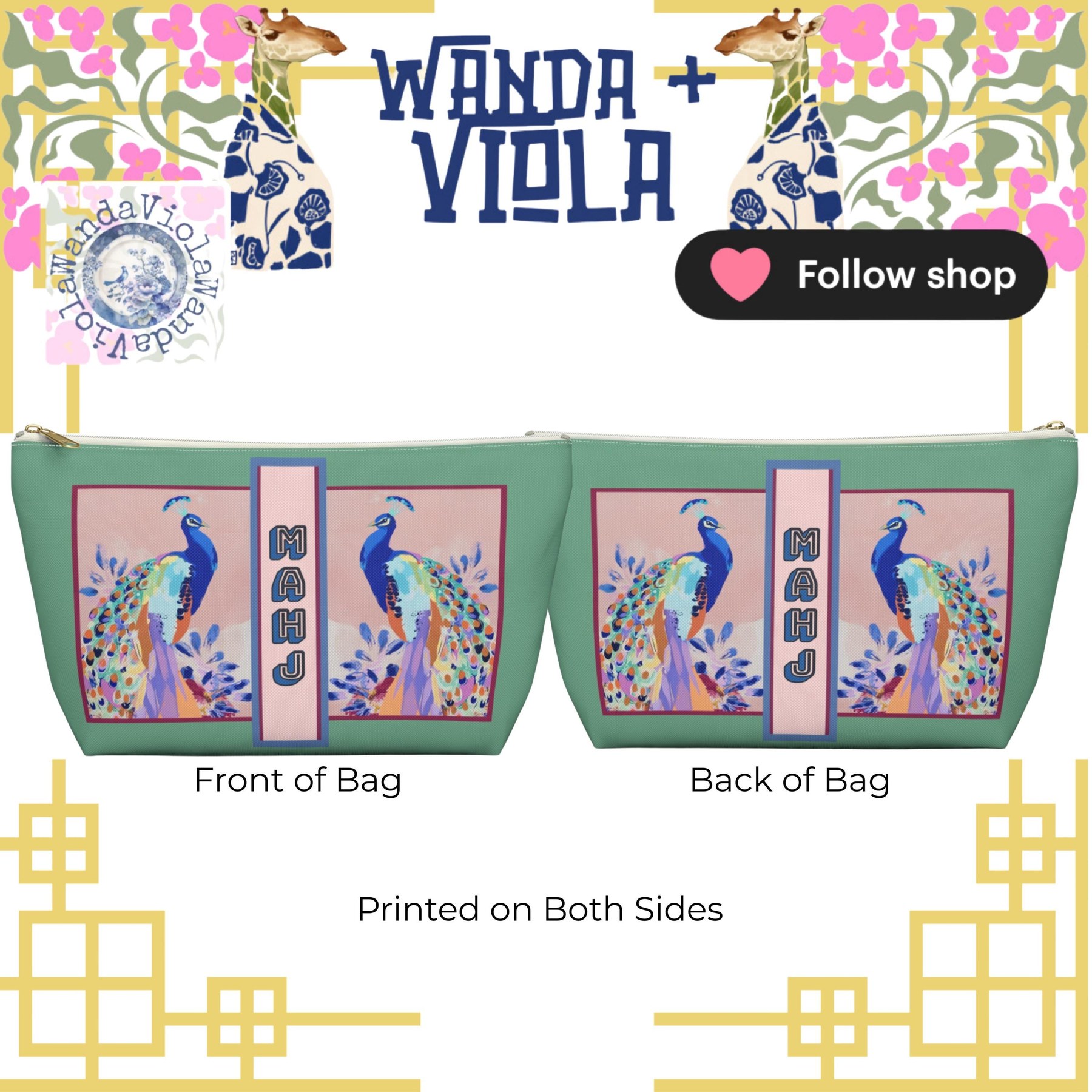 Mahjong Peacocks Tile Bag, view 3