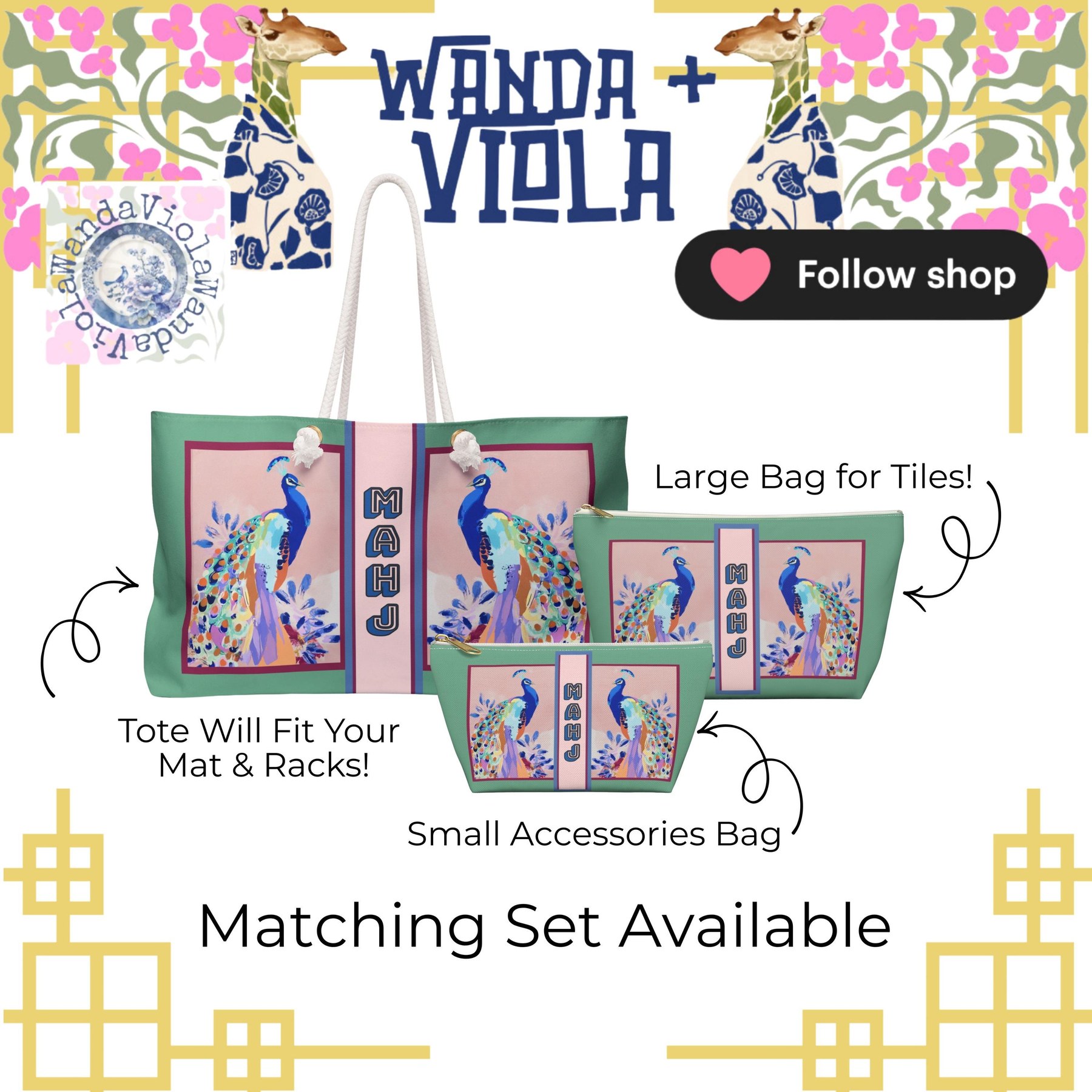 Mahjong Peacocks Tile Bag, view 13