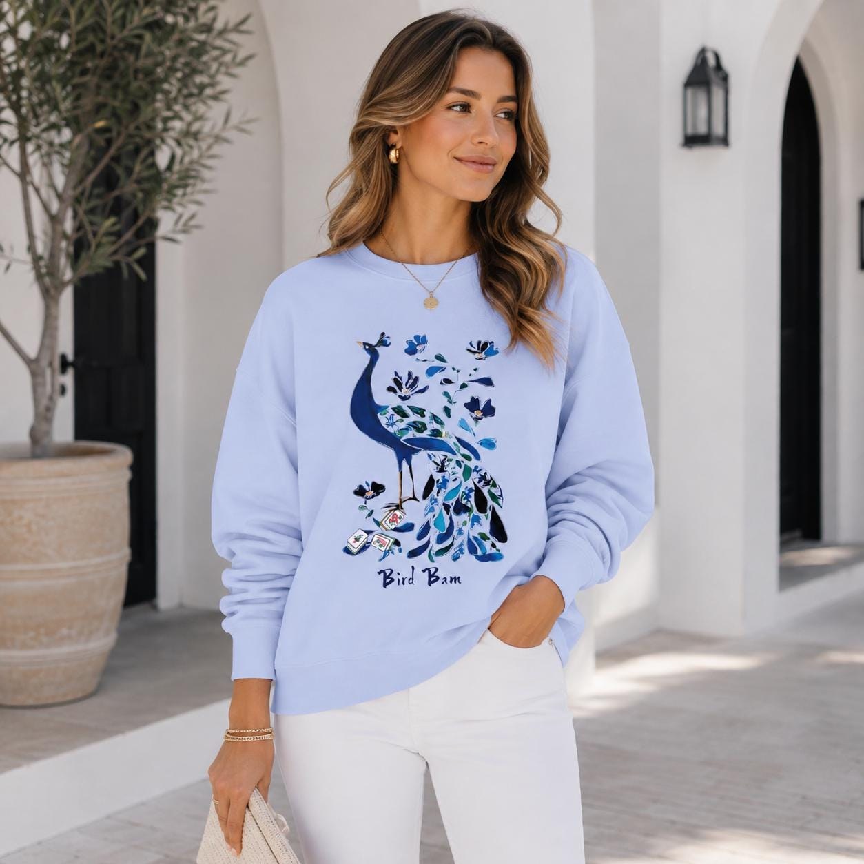 Mahjong Bird Bam Peacock Comfort Colorsโข Sweatshirt, view 5