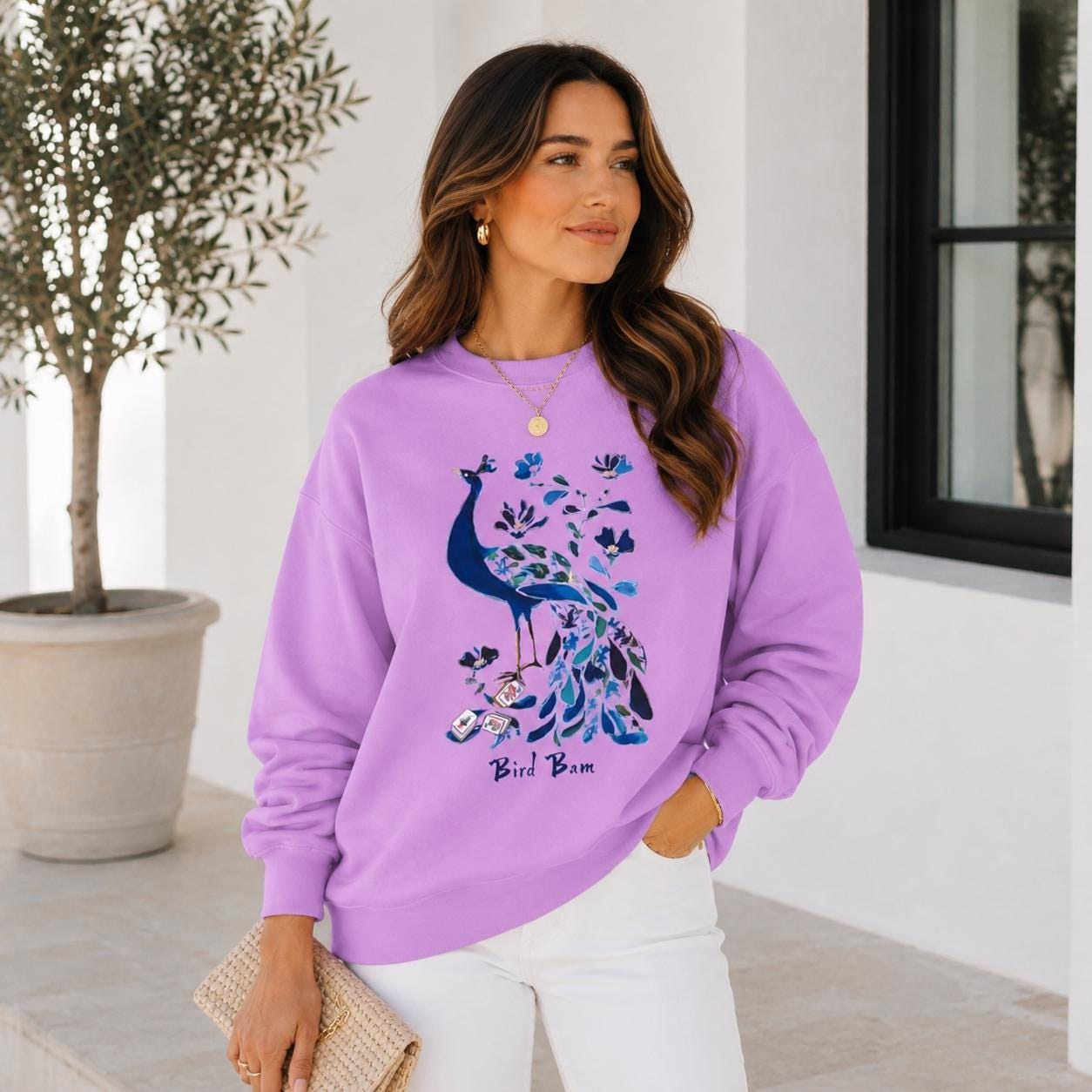 Mahjong Bird Bam Peacock Comfort Colorsโข Sweatshirt, view 7