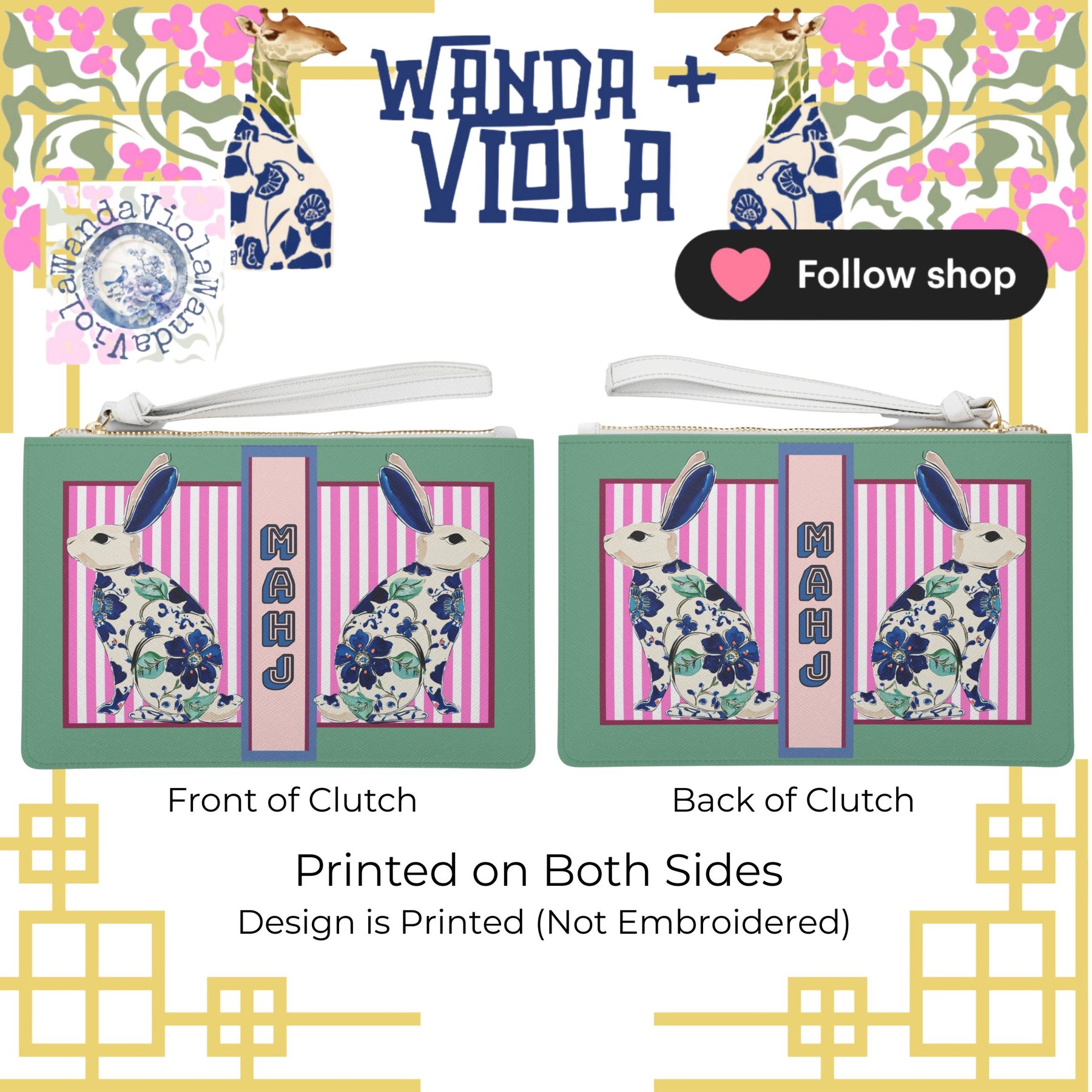 Mahjong Rabbit Card Clutch, view 3