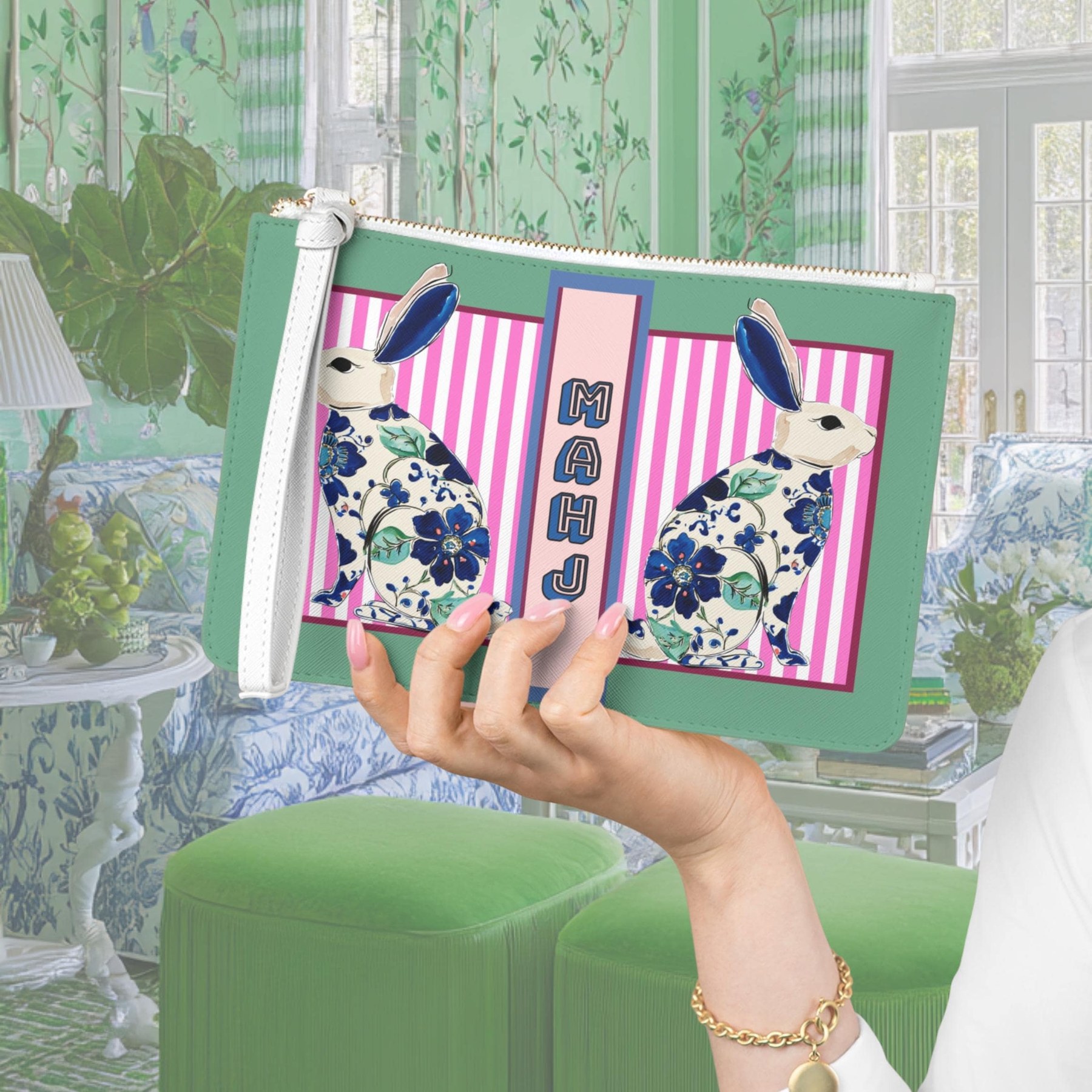 Mahjong Rabbit Card Clutch, view 5