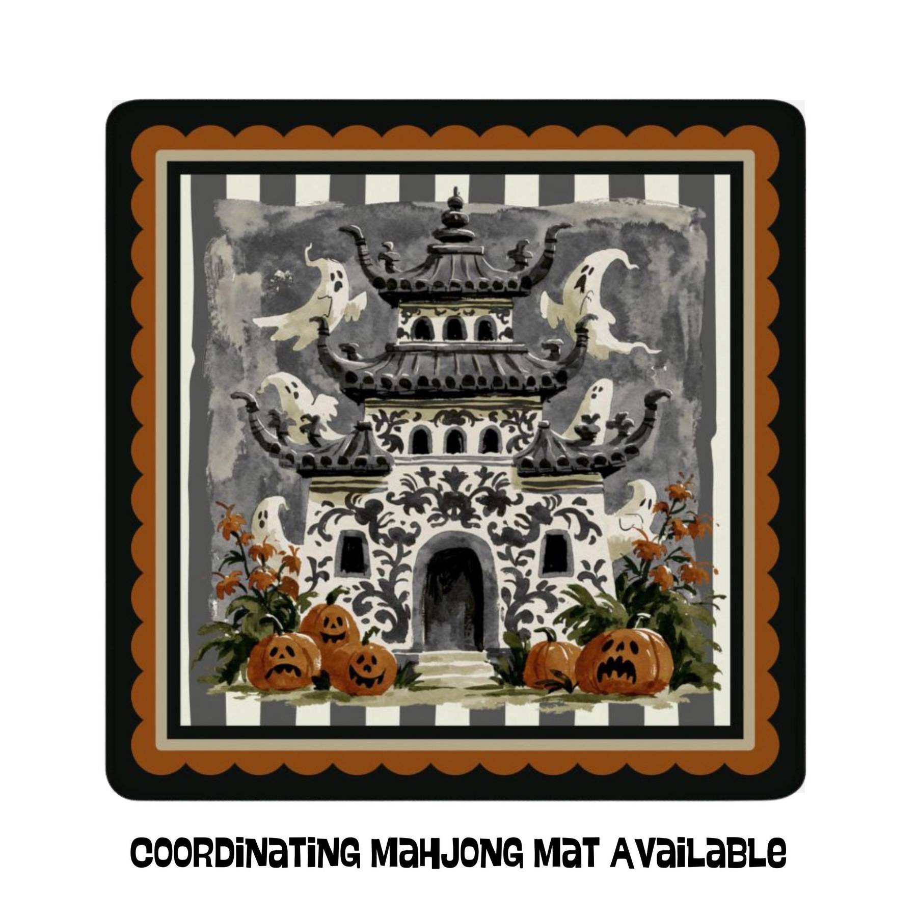Mahjong Halloween Spiderwebs Tablecloth, view 6